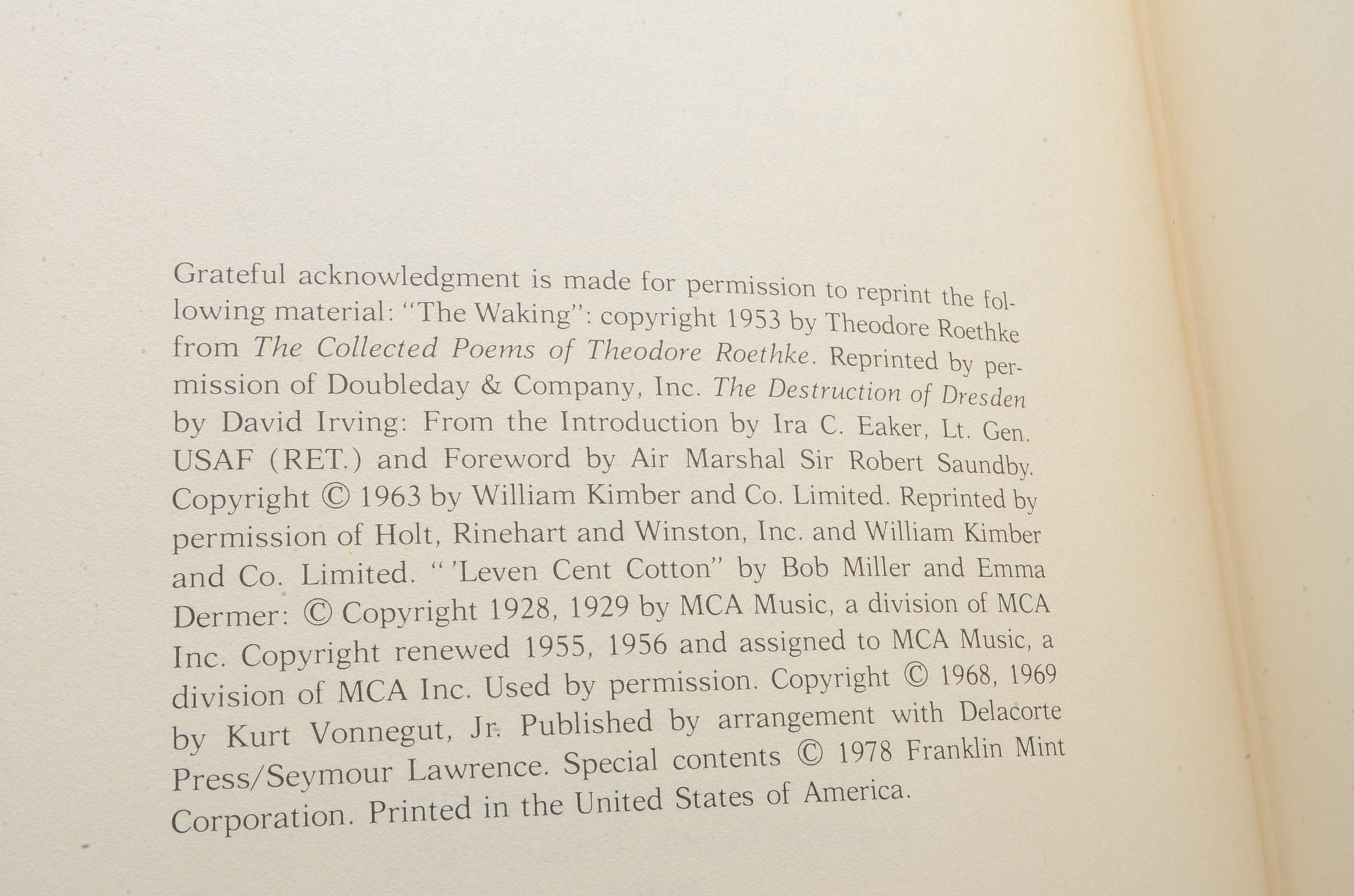 Signed Kurt Vonnegut "Slaughterhouse Five" Franklin Library Edition