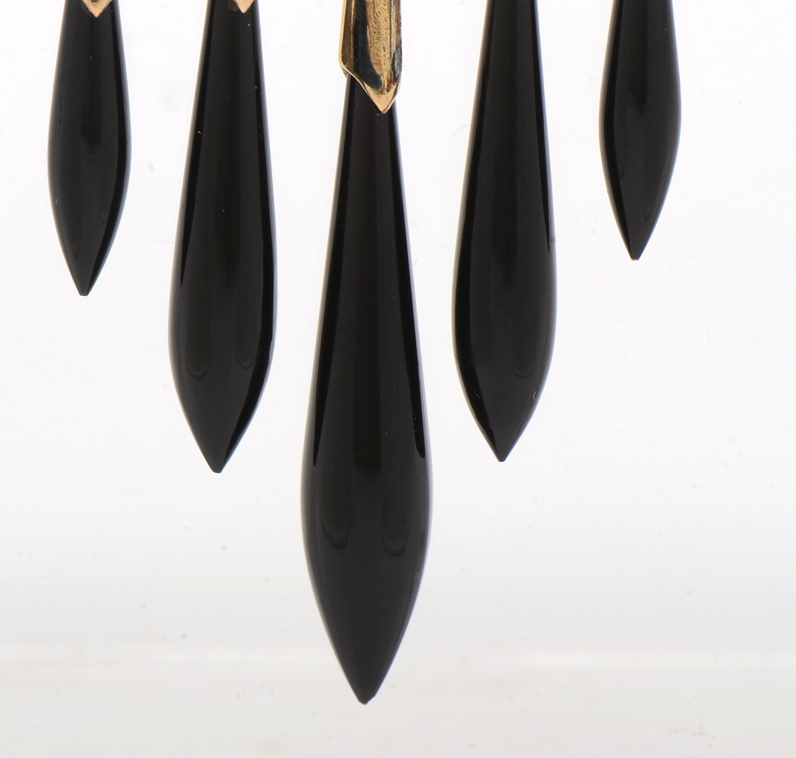 Victorian 14K Yellow Gold Black Onyx and Seed Pearl Dangle Mourning Brooch