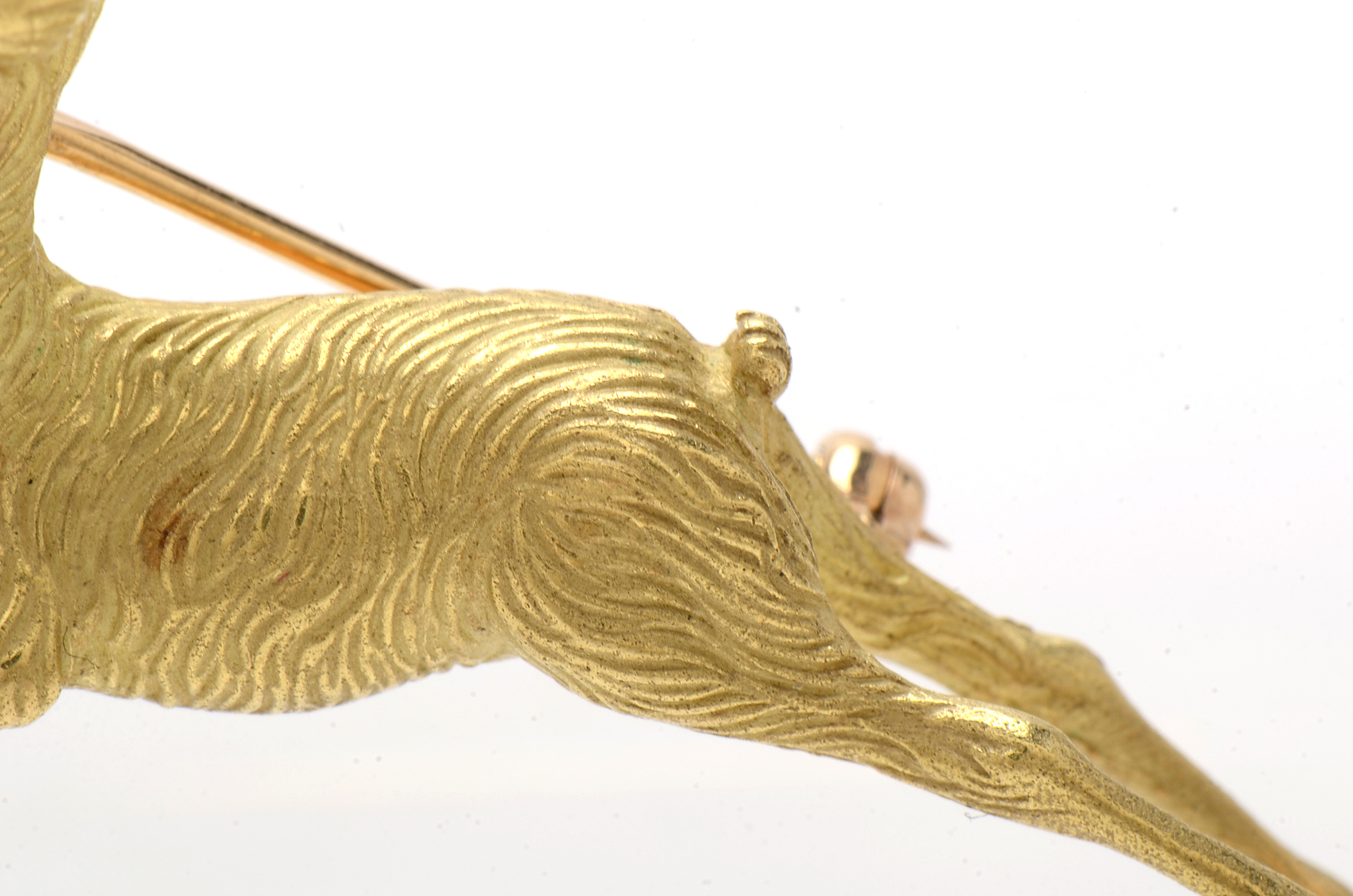 18K Yellow Gold Diamond Prancing Deer Pin