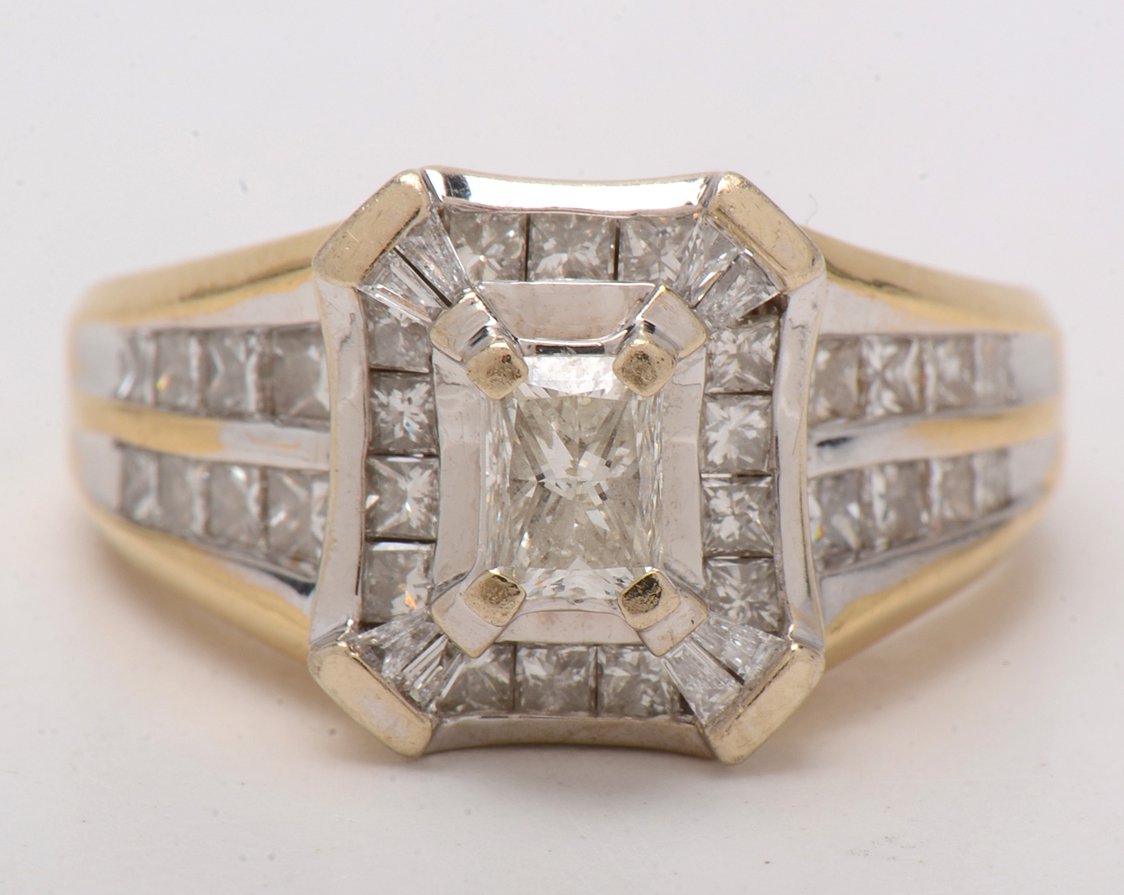 18K Yellow Gold  A. Napadol Designer 1.32 CTW Princess Cut Diamond Ring