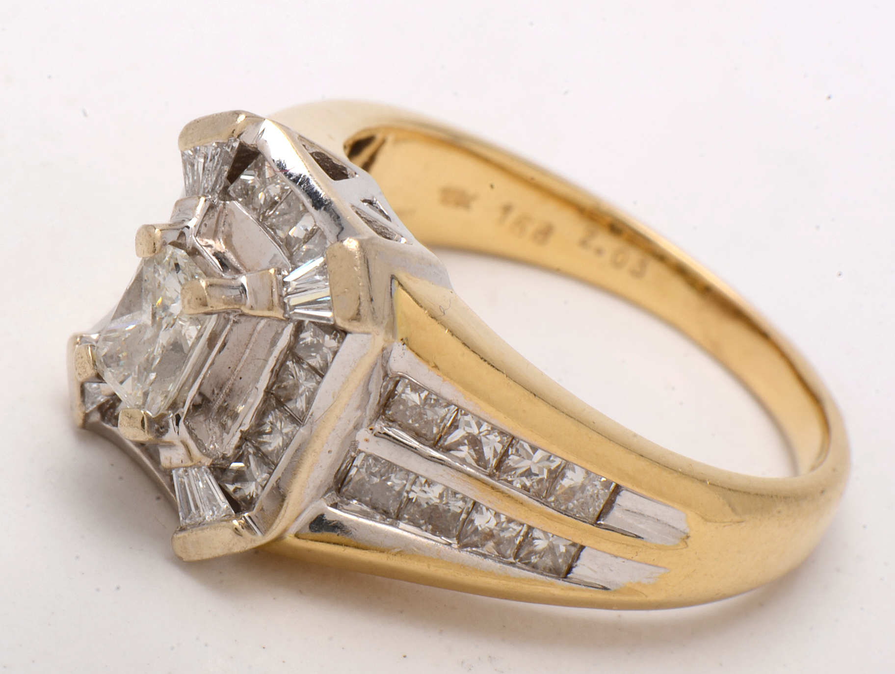 18K Yellow Gold  A. Napadol Designer 1.32 CTW Princess Cut Diamond Ring