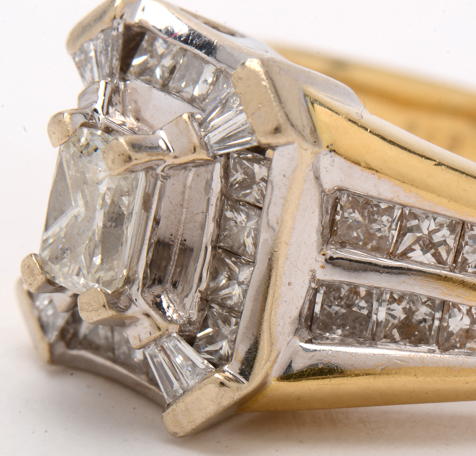 18K Yellow Gold  A. Napadol Designer 1.32 CTW Princess Cut Diamond Ring
