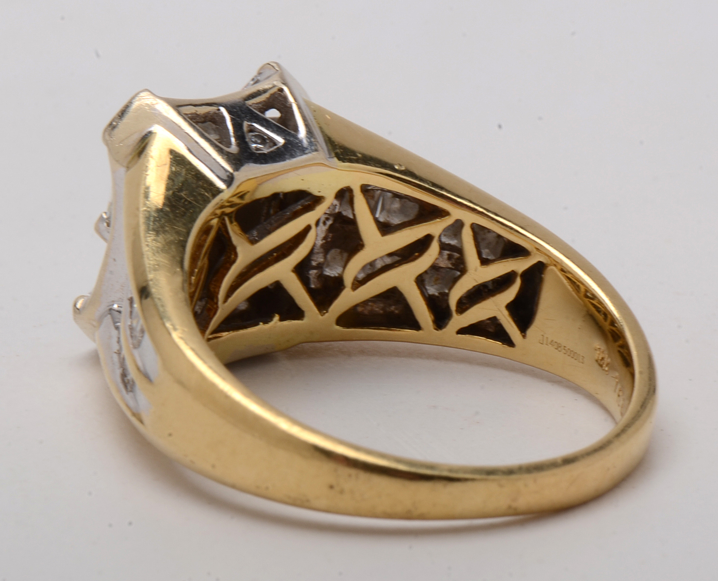 18K Yellow Gold  A. Napadol Designer 1.32 CTW Princess Cut Diamond Ring