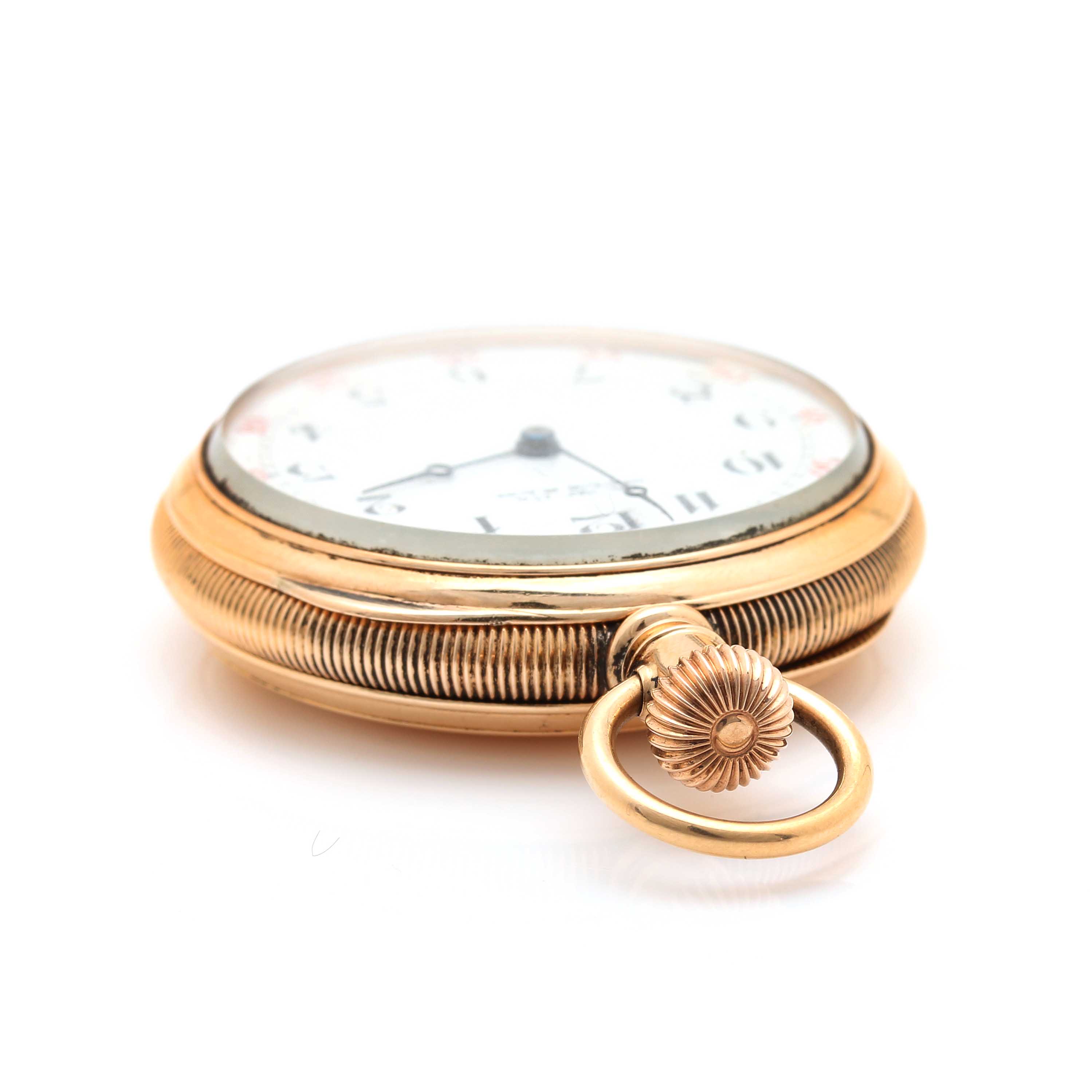 Antique Waltham 14K Yellow Gold Open Face Pocket Watch