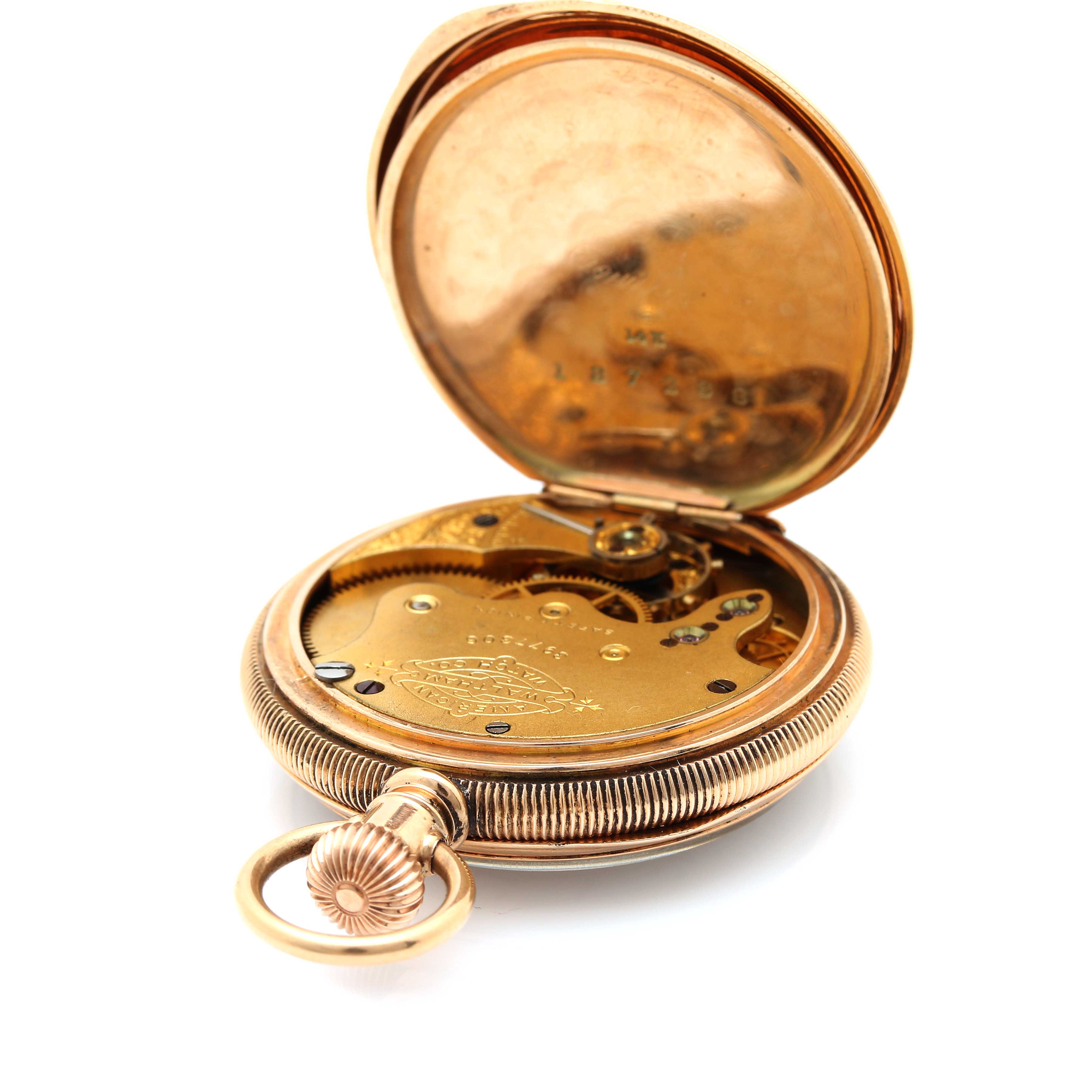 Antique Waltham 14K Yellow Gold Open Face Pocket Watch