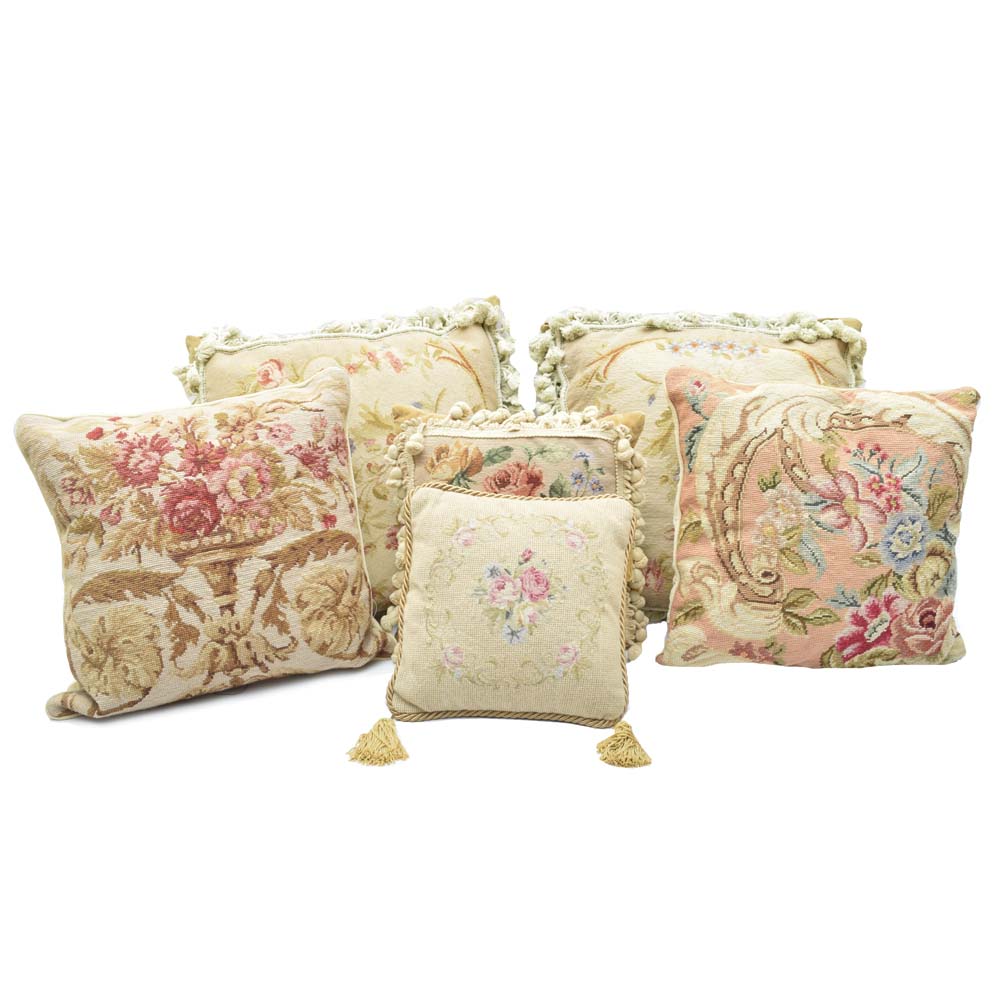 Floral Needlepoint Throw Pillows