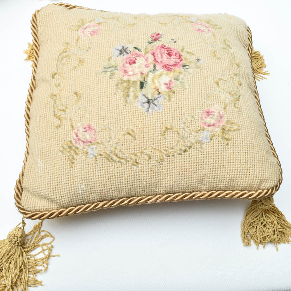Floral Needlepoint Throw Pillows