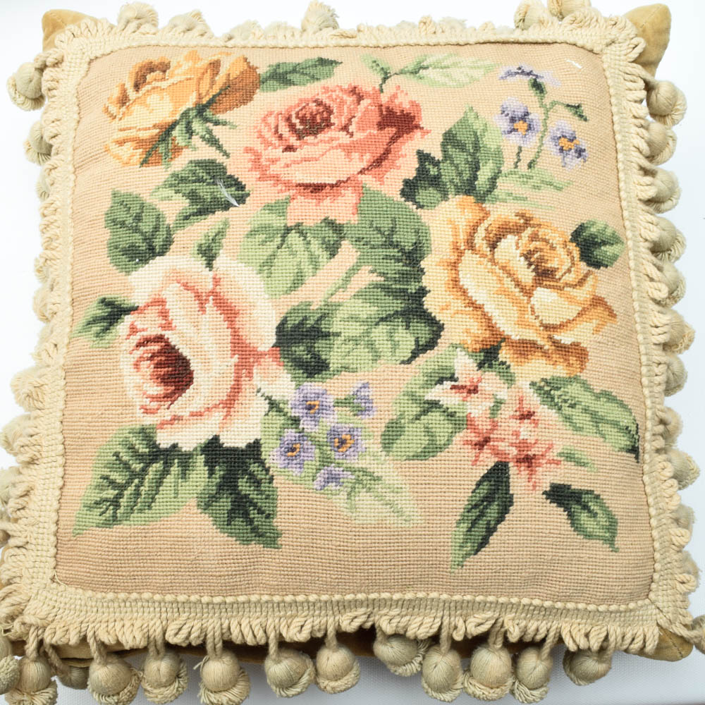Floral Needlepoint Throw Pillows