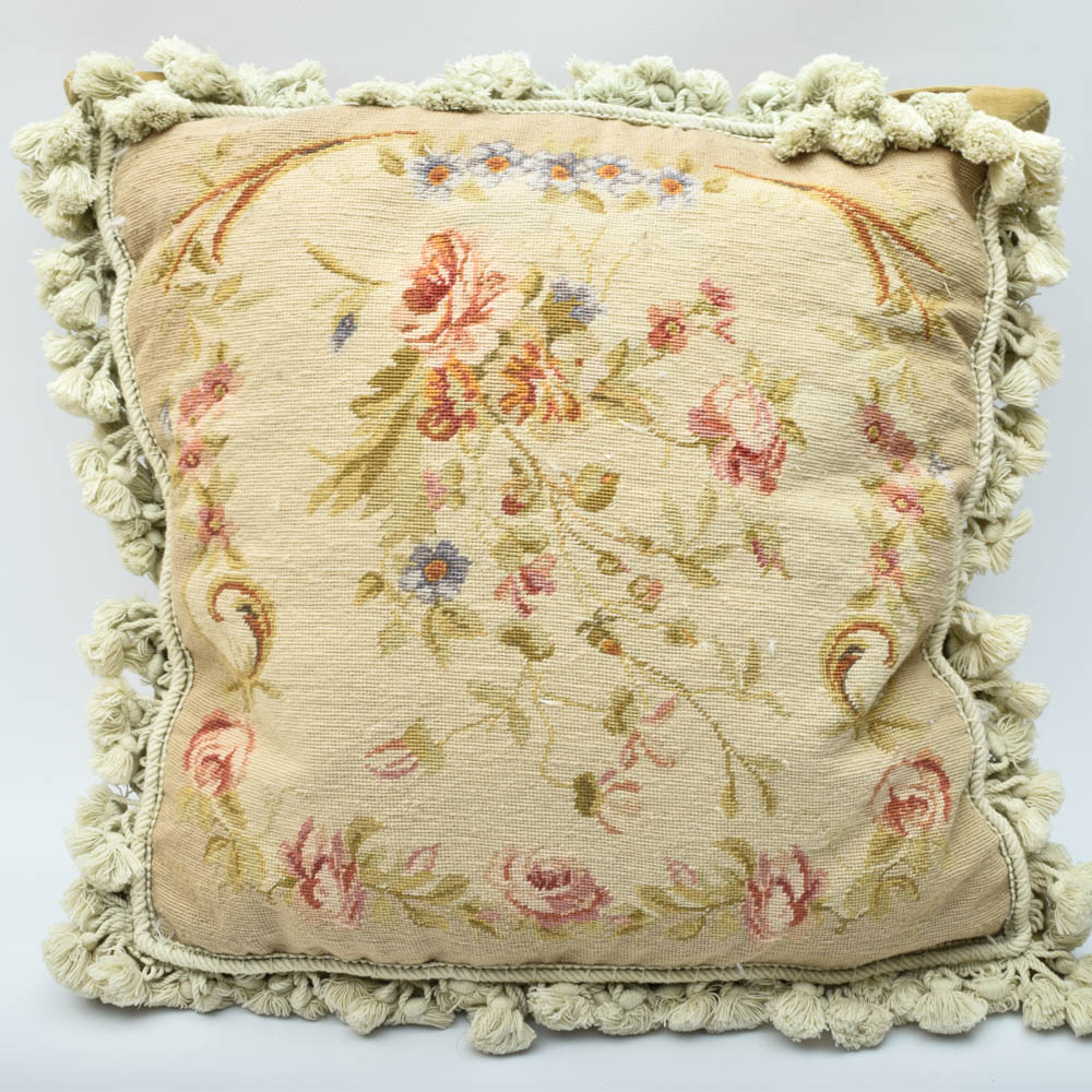 Floral Needlepoint Throw Pillows