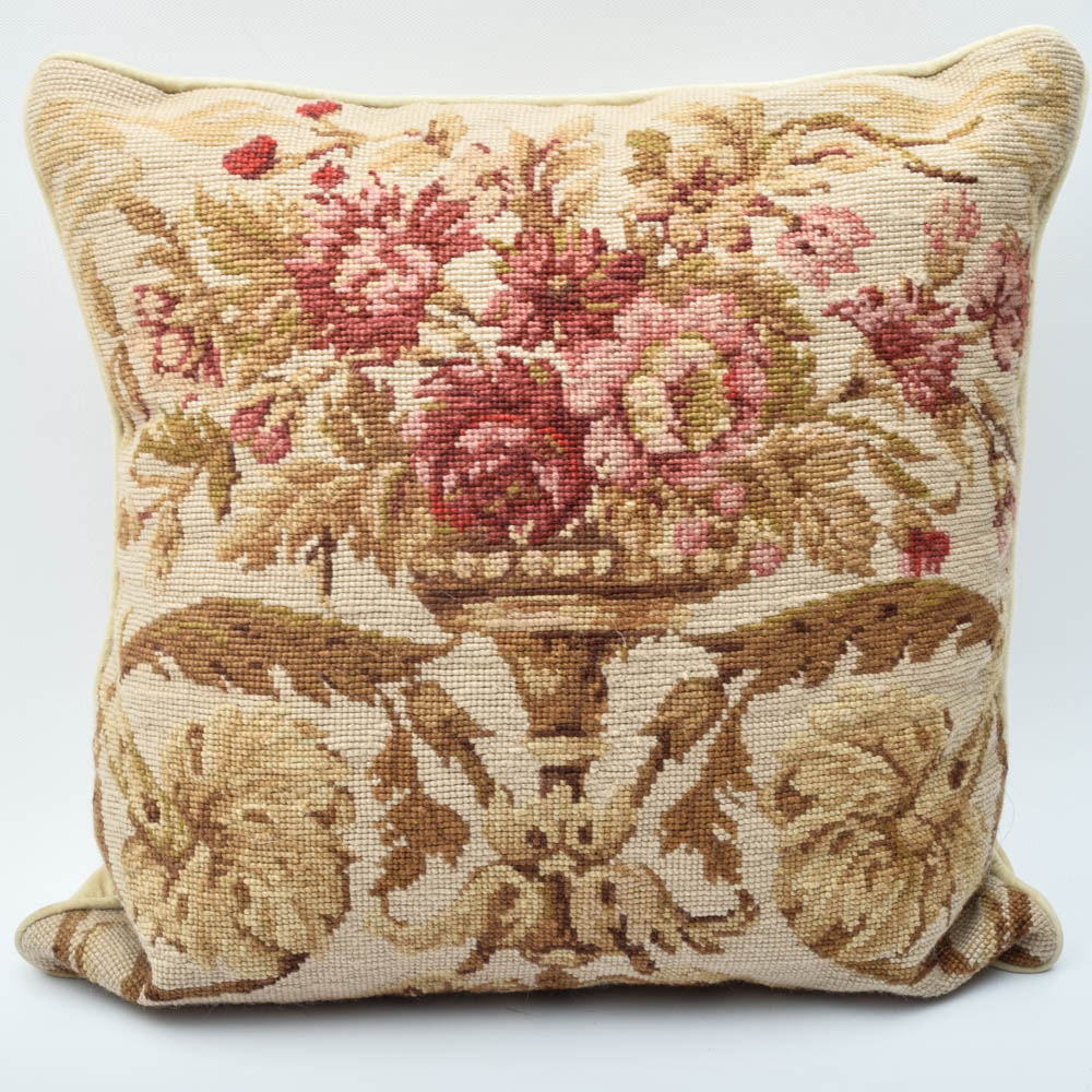 Floral Needlepoint Throw Pillows