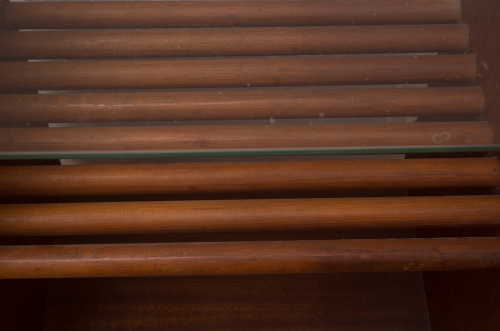 Mid Century Modern Glass Top Wooden End Table