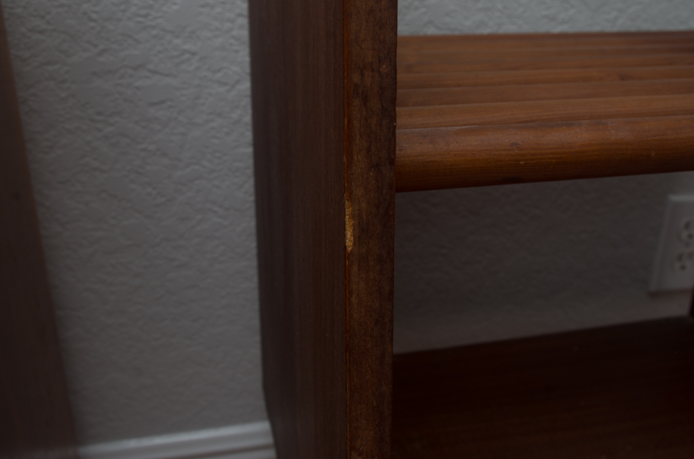 Mid Century Modern Glass Top Wooden End Table