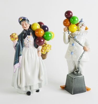Royal Doulton "Balloon Clown" and "Biddy Pennyfarthing" Figurines