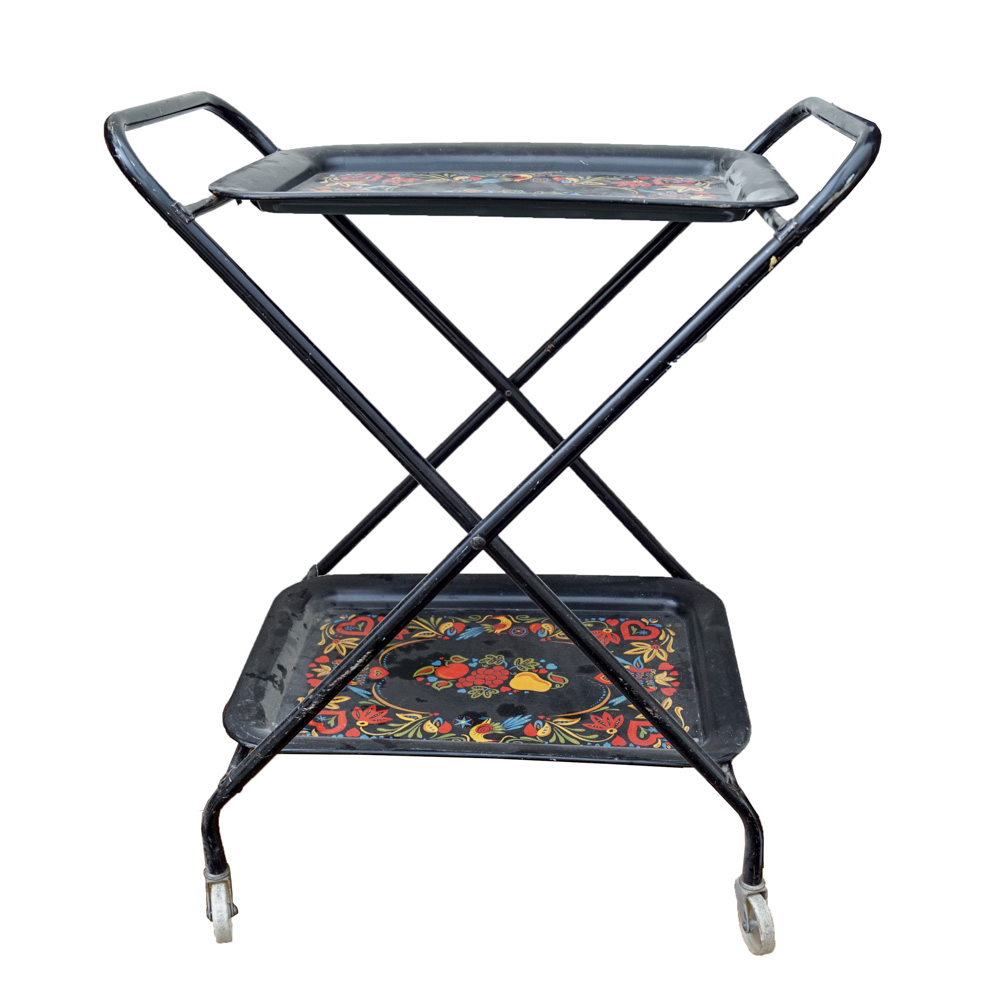 Vintage Metal Folding Tray Cart