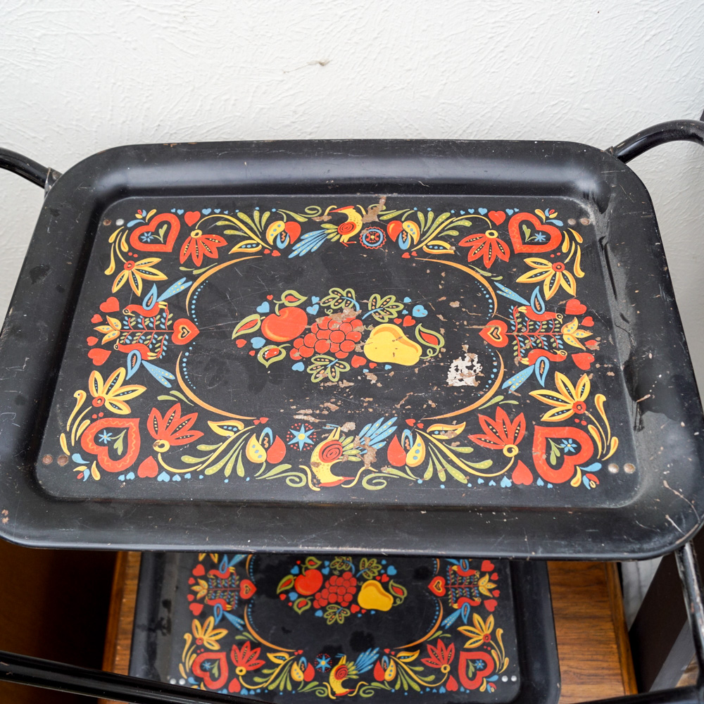 Vintage Metal Folding Tray Cart
