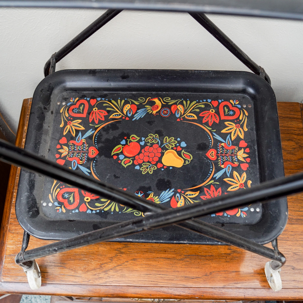 Vintage Metal Folding Tray Cart