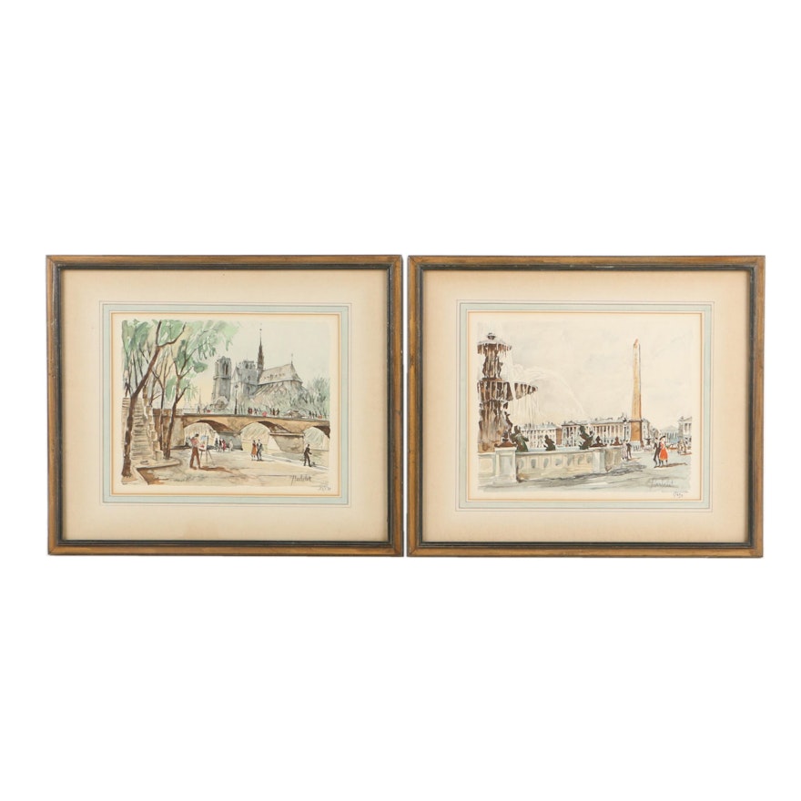 Herbelot Limited Edition Lithograph Prints of Paris Street Scenes