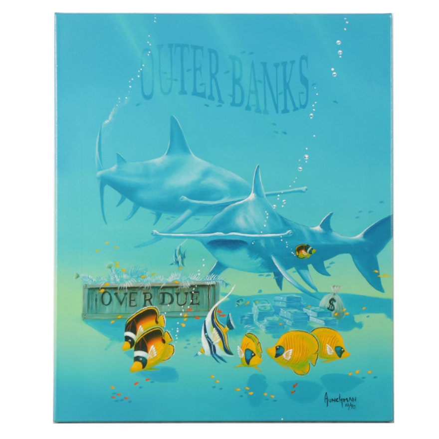 Limited Edition Giclee on Canvas After Kenneth Aunchman "Loan Sharks"