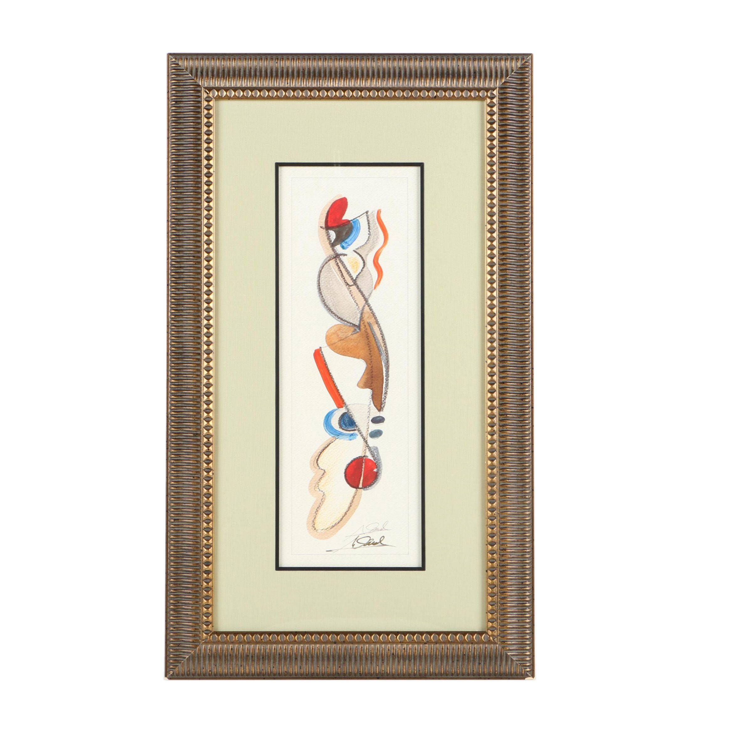 Alfred Gockel Embellished Abstract Offset Lithograph