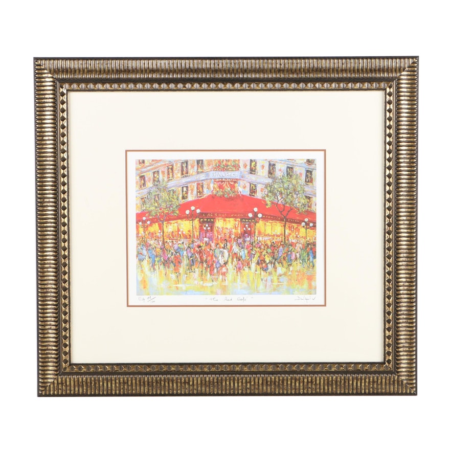 Duaiv Limited Edition Offset Lithograph on Paper "The Red Cafe"