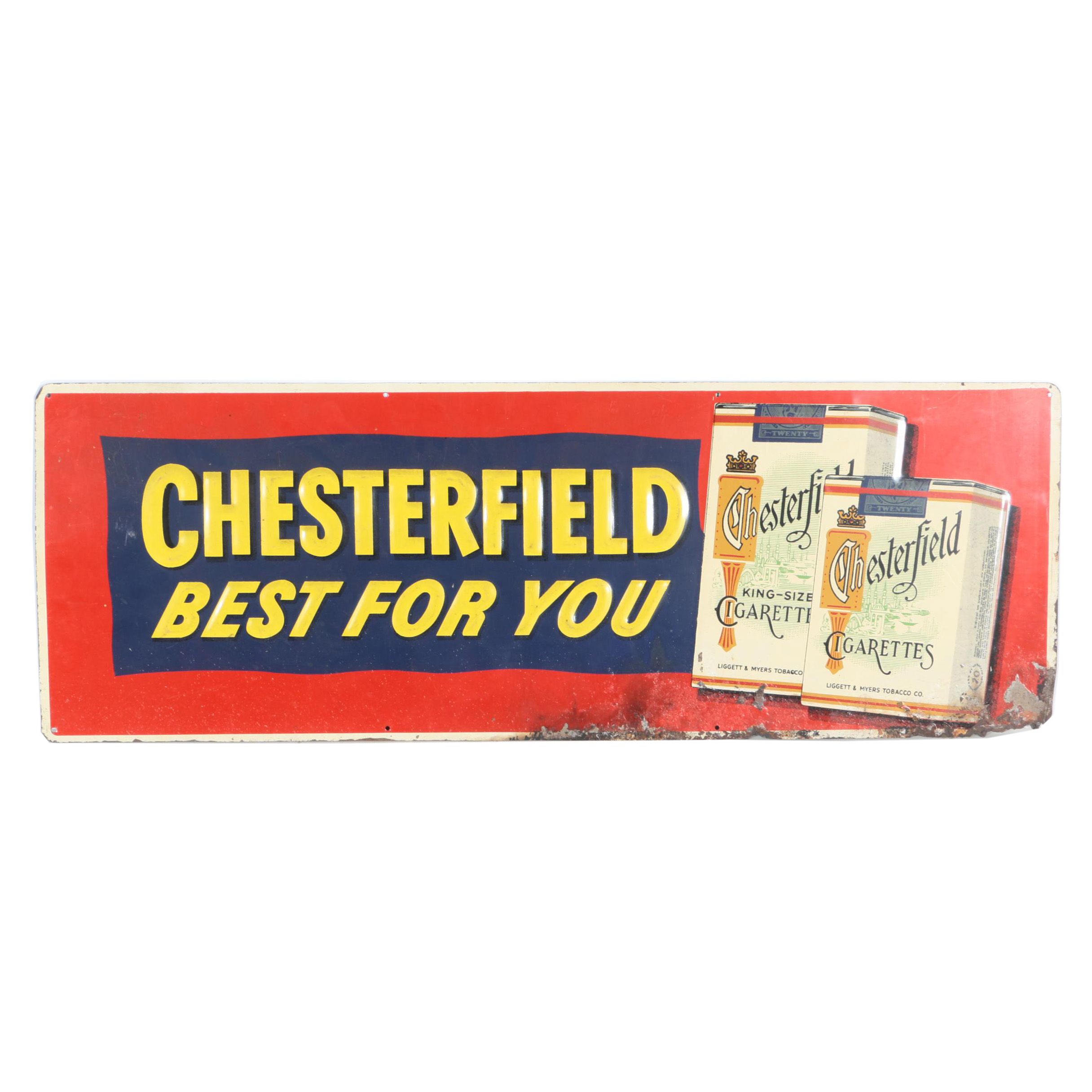 Metal Chesterfield Cigarettes Advertising Sign