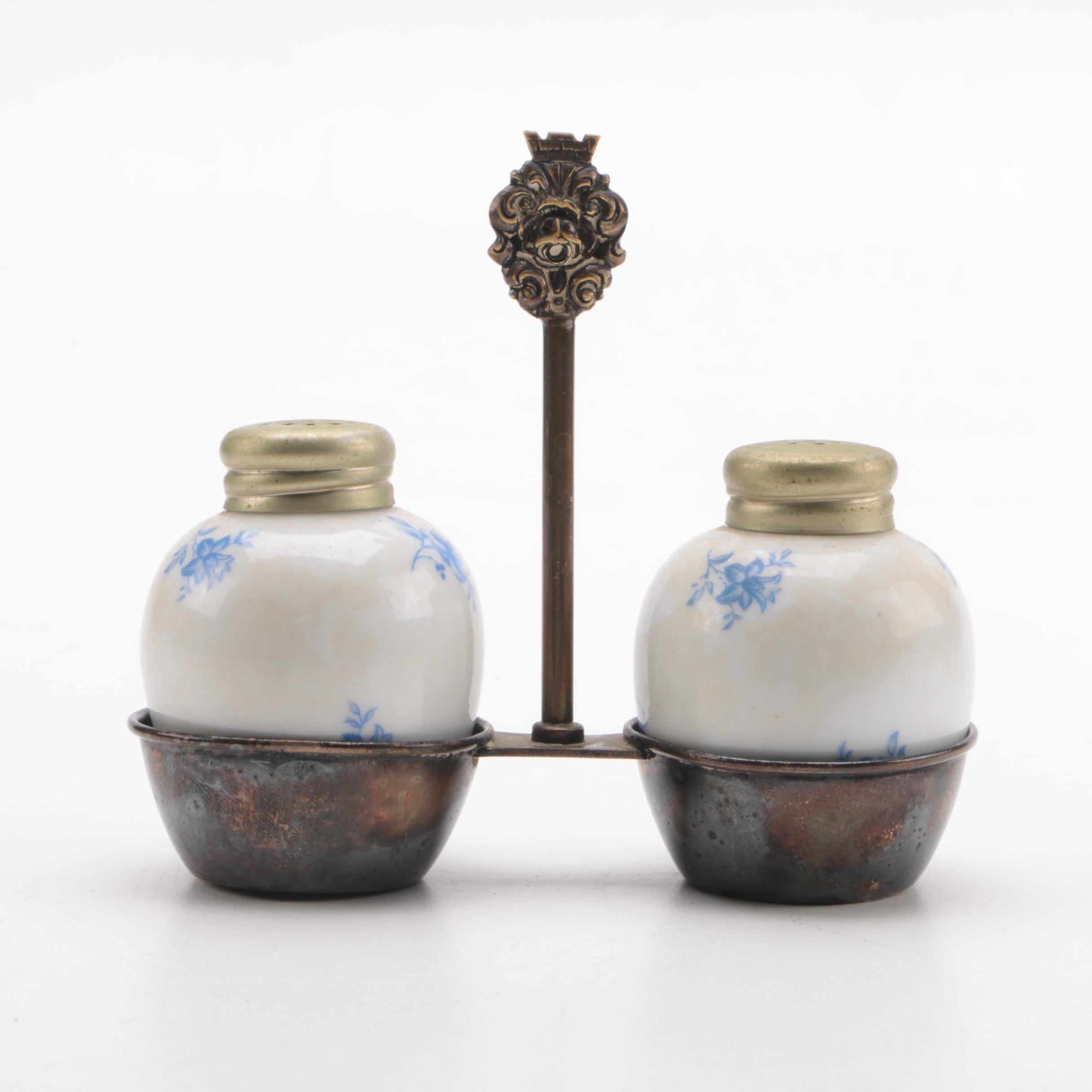 Johann Haviland Porcelain Salt and Pepper Shakers and Holder