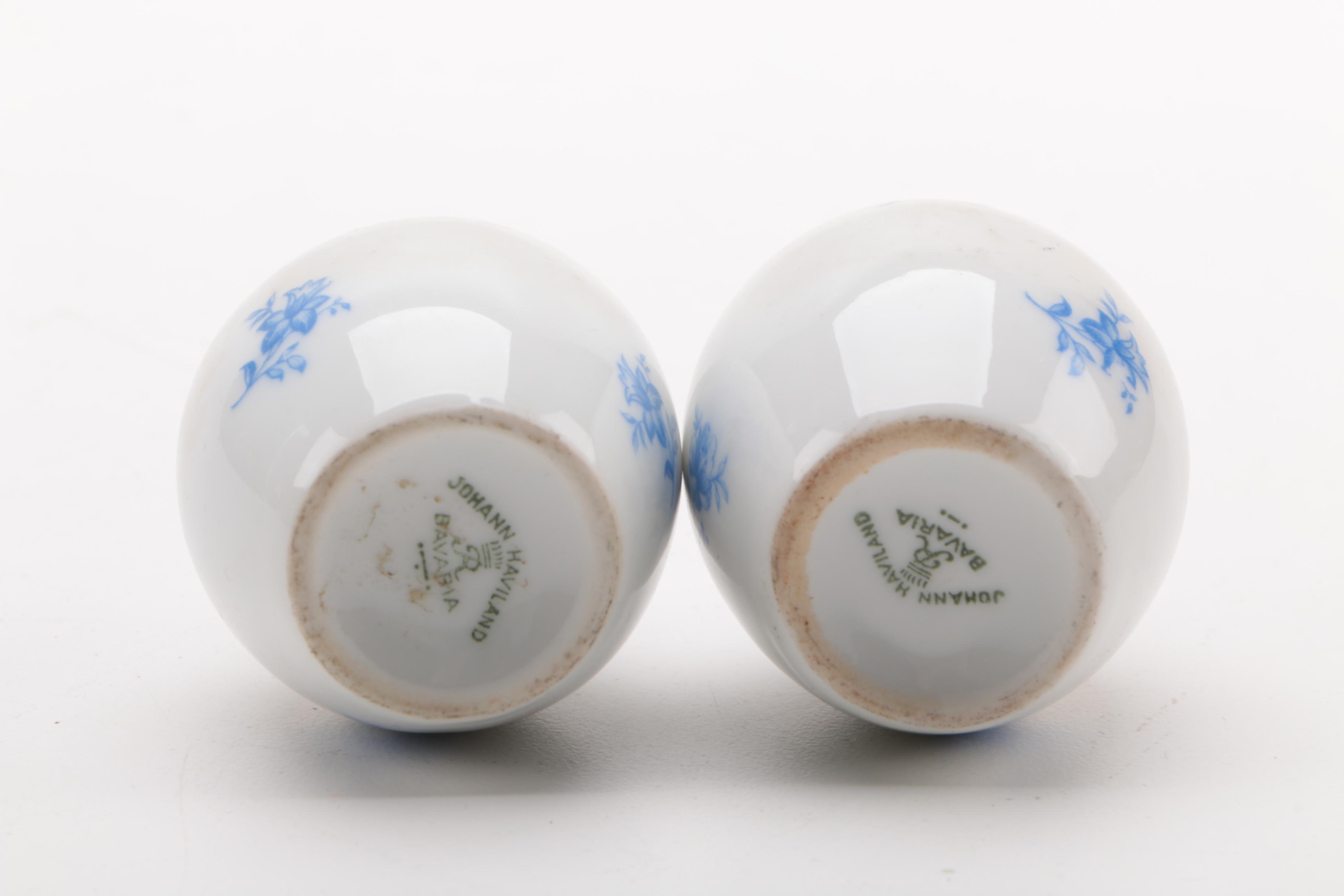 Johann Haviland Porcelain Salt and Pepper Shakers and Holder