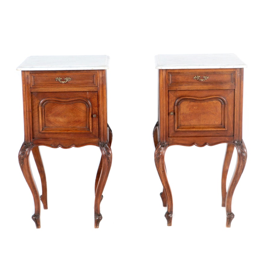 Pair of French Walnut Nightstands