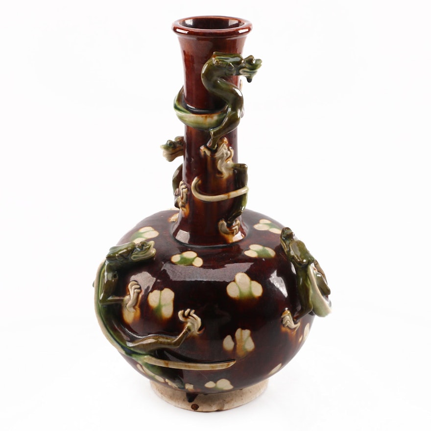Asian Inspired Ceramic Dragon Vase