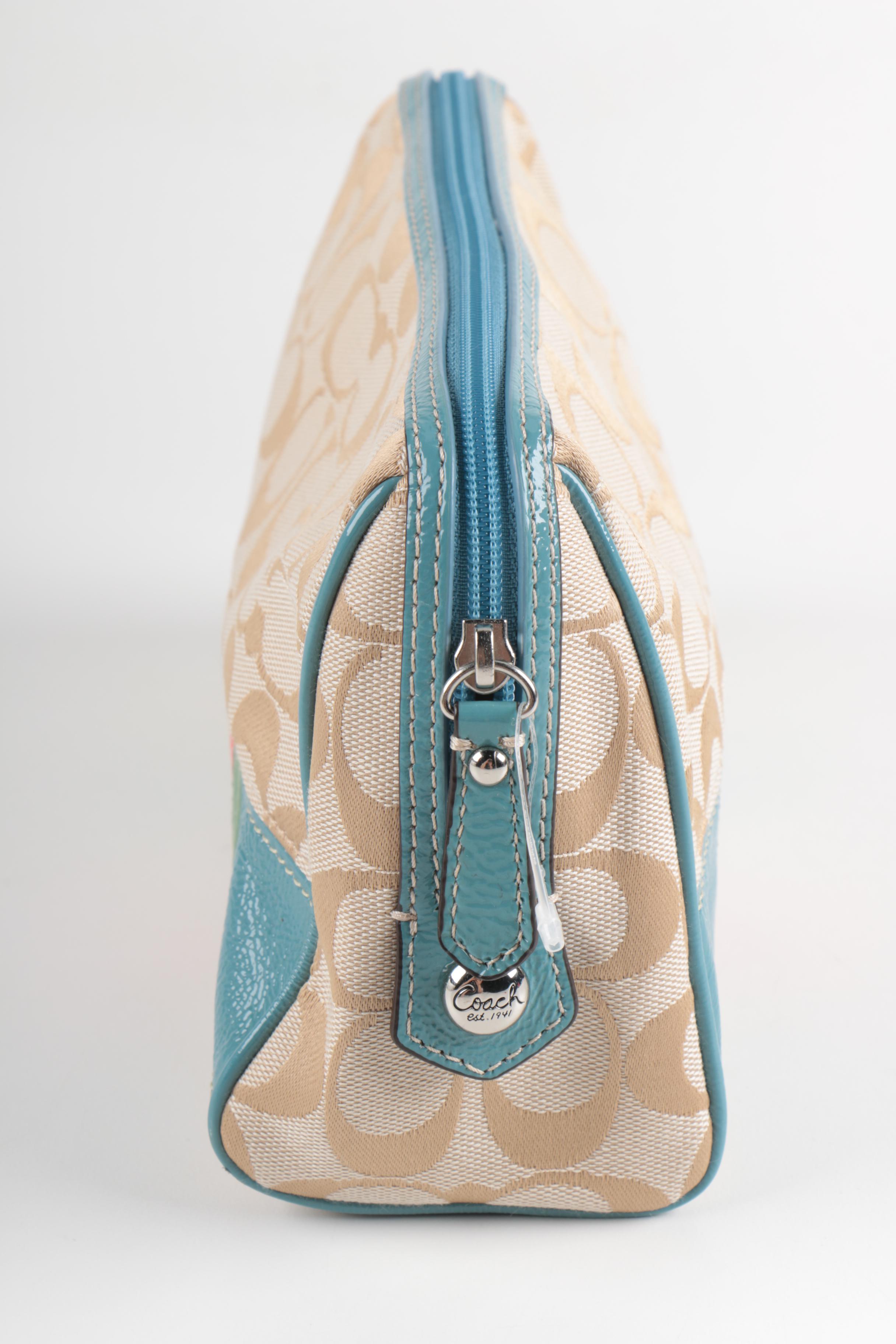 Coach Signature Canvas and Leather Cosmetic Case