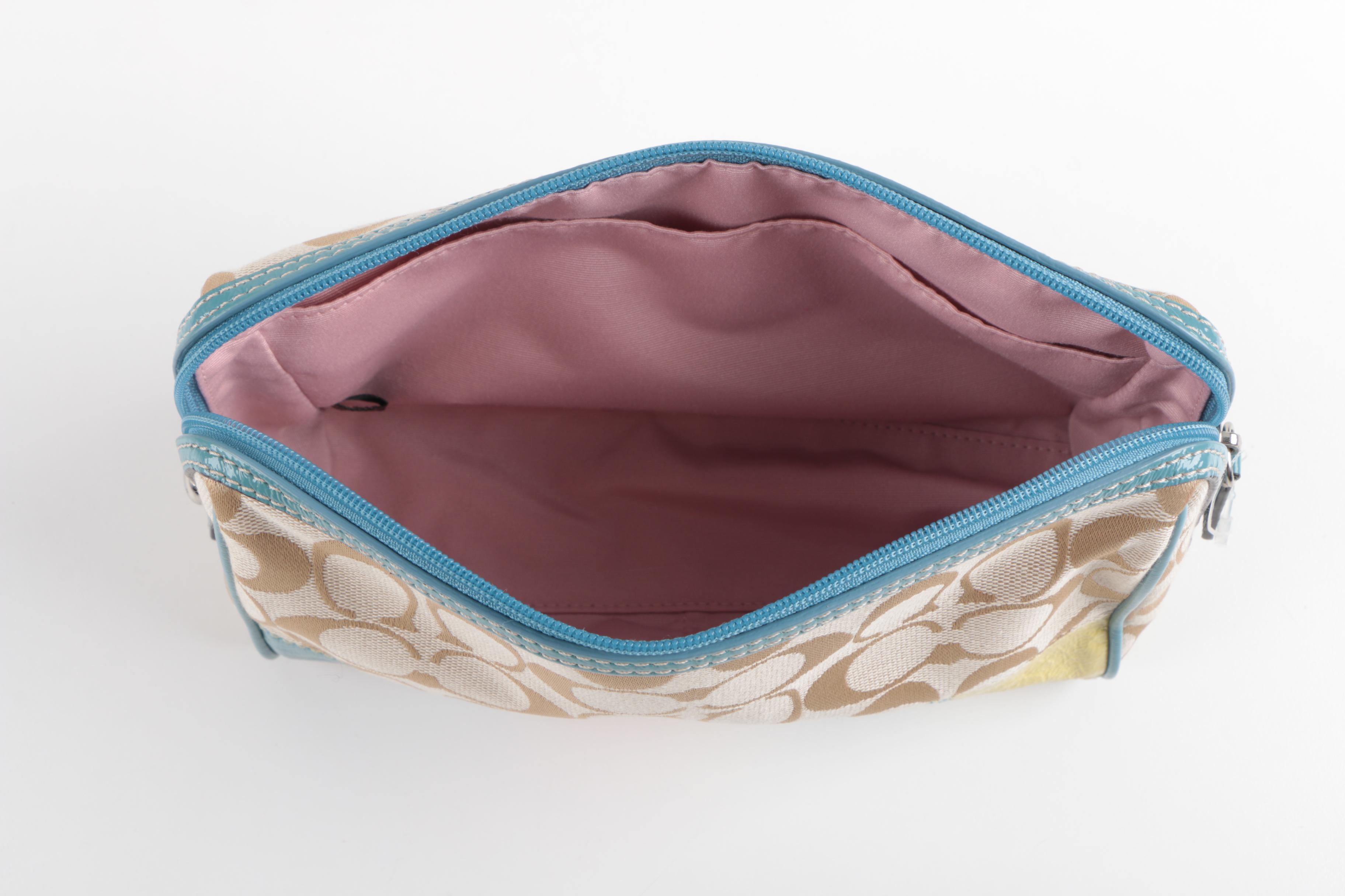 Coach Signature Canvas and Leather Cosmetic Case