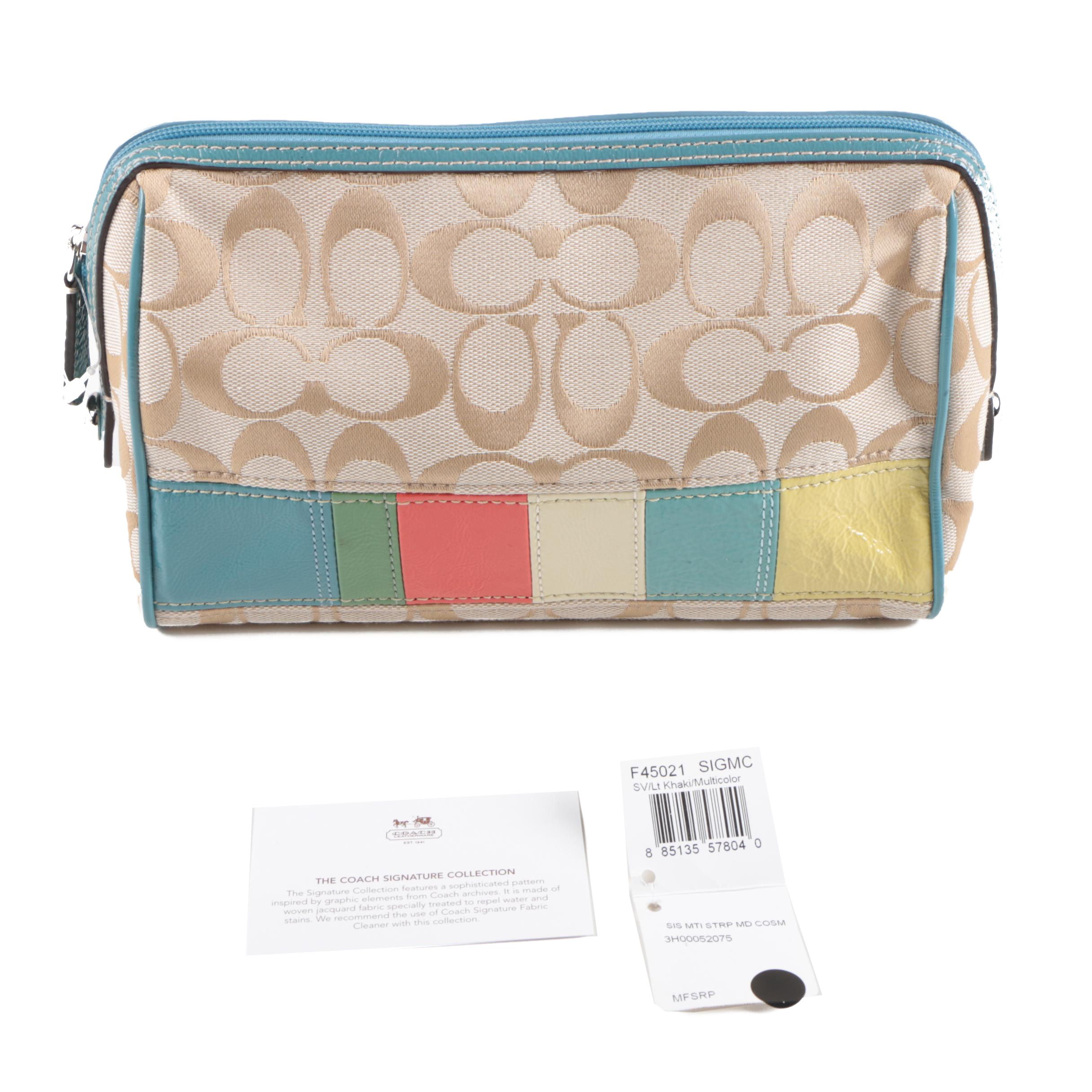 Coach Signature Canvas and Leather Cosmetic Case