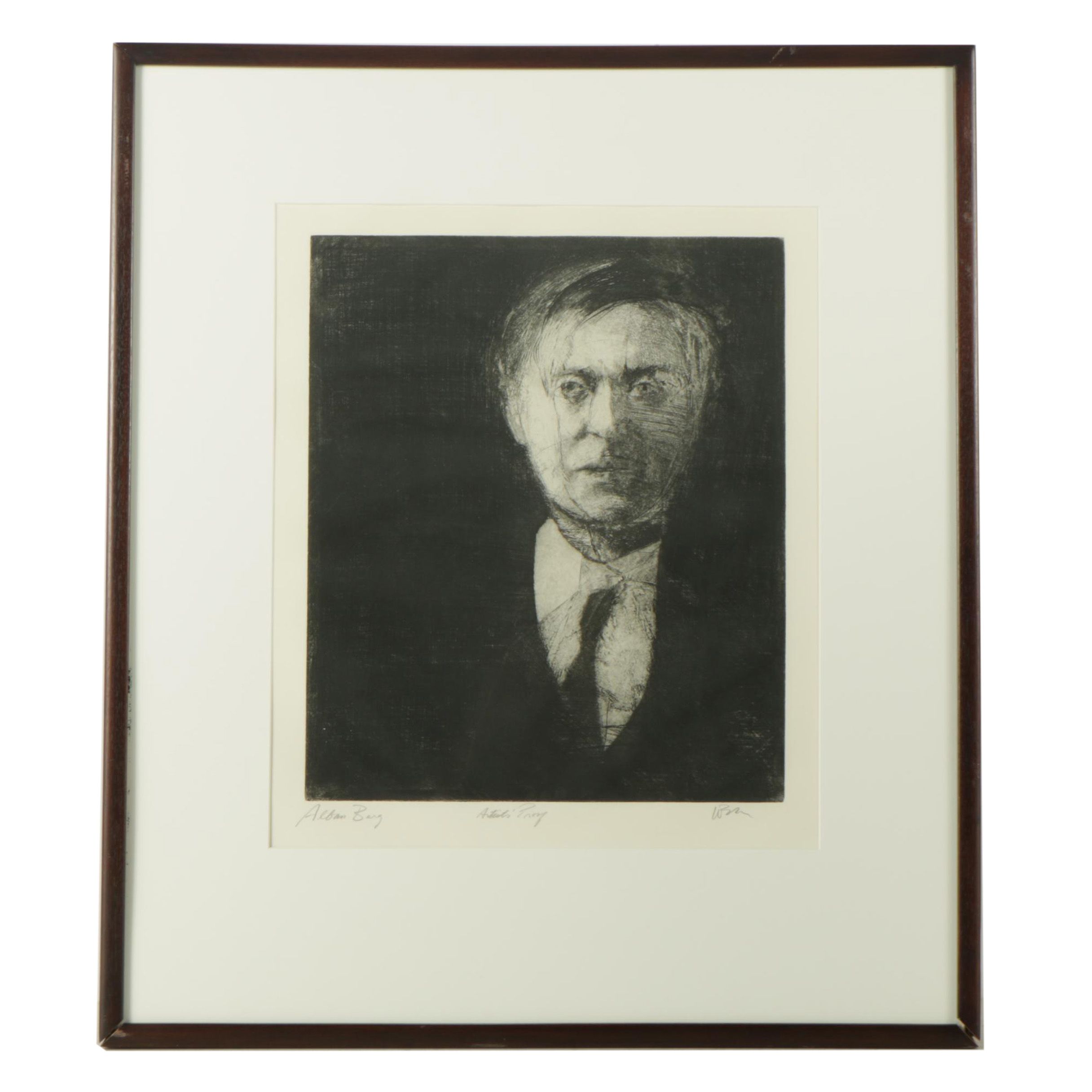Charles Wells Artist's Proof Etching on Paper "Alban Berg"