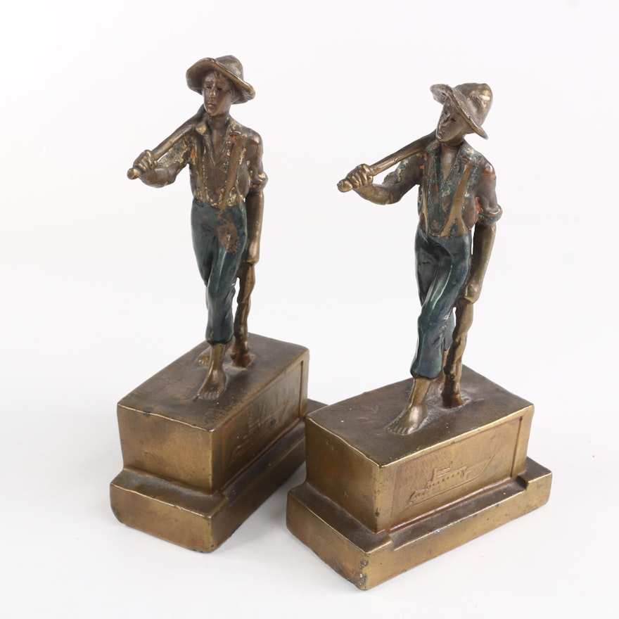 Vintage Armor Bronze Tom Sawyer and Huck Finn Bookends