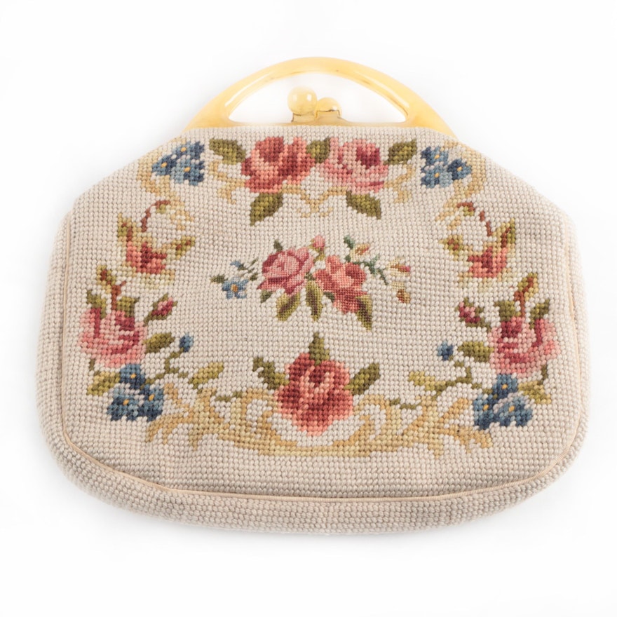 Vintage Maud Hundley Needlepoint Handbag