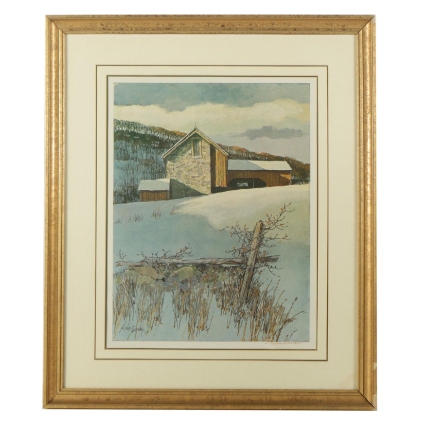 Eric Sloane Offset Lithograph on Paper "New England Winter"