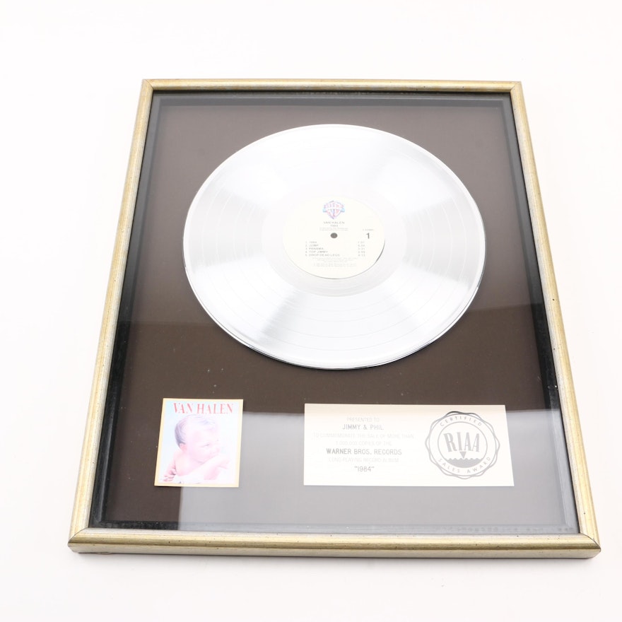 RIAA Platinum Sales Award for Van Halen's "1984"