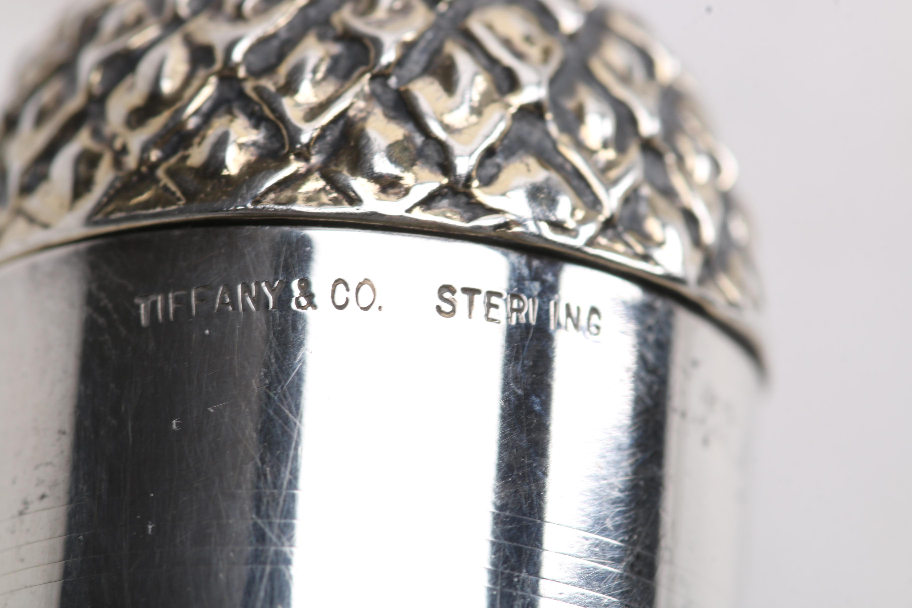 Tiffany & Co. Sterling Silver Acorn Pill Box and Simon Brothers Thimble