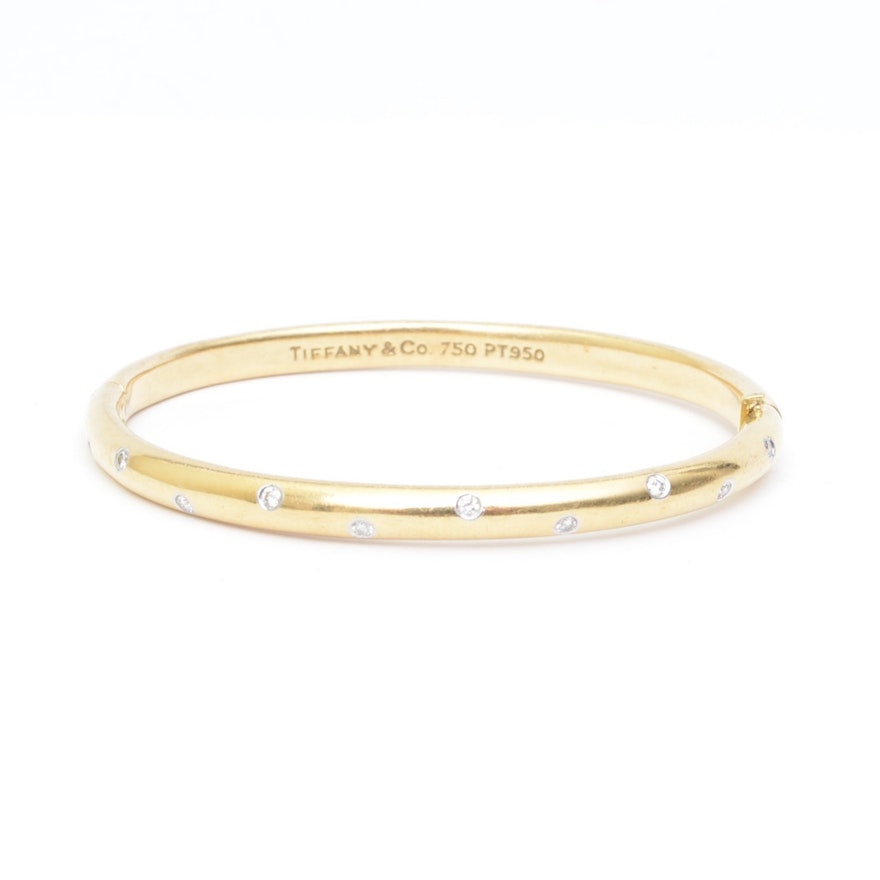 Tiffany & Co. 18K Yellow Gold Platinum and Diamond Bracelet