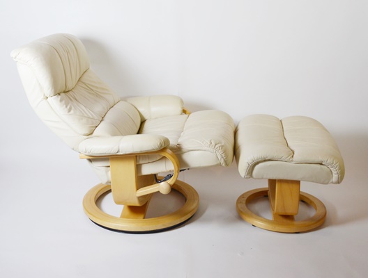 Palliser Furniture Leather Recliner Chair and Ottoman