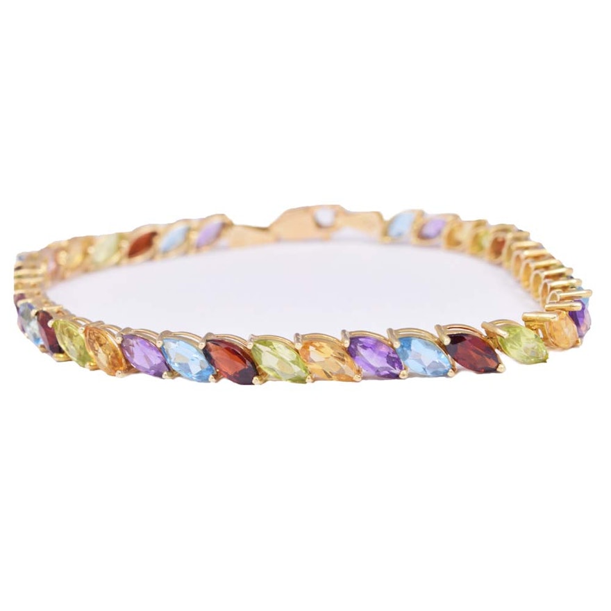 14K Yellow Gold Multi-Gemstone Bracelet