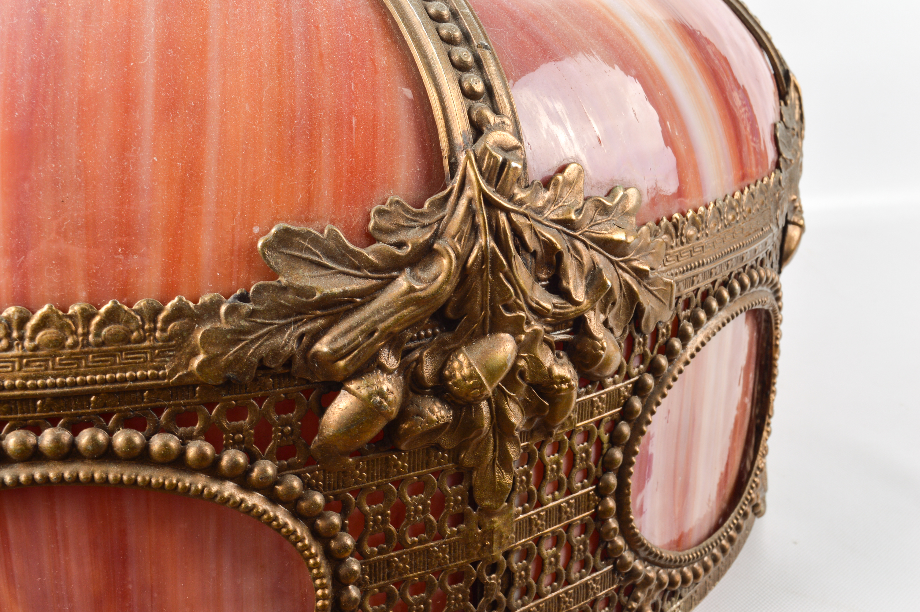 Antique Floor Lamp With Slag Glass Shade