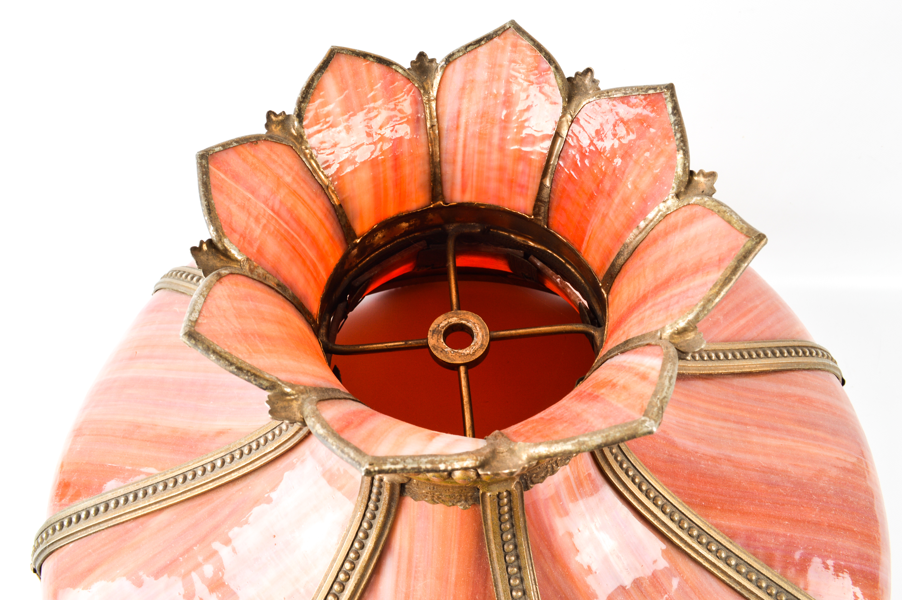 Antique Floor Lamp With Slag Glass Shade