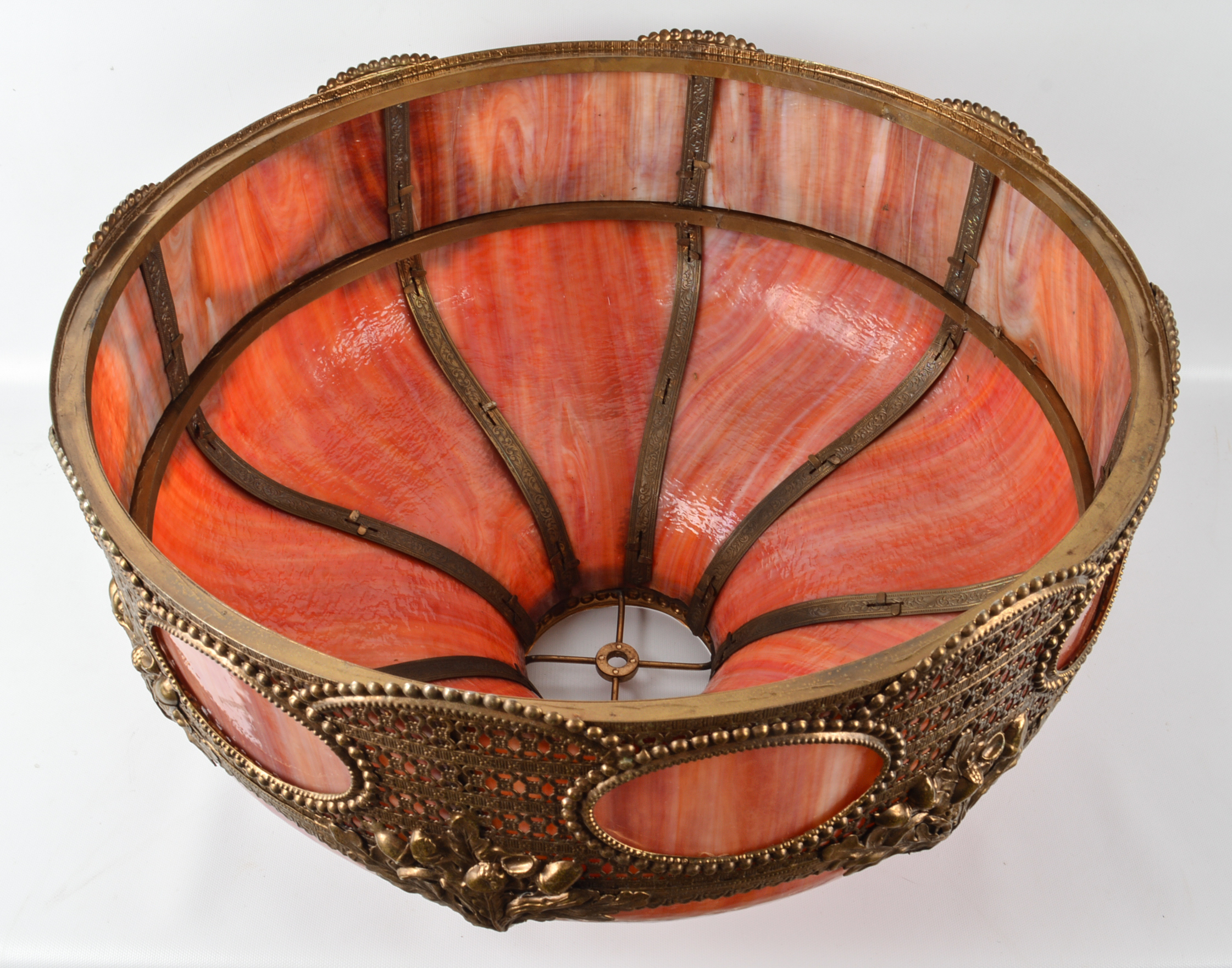 Antique Floor Lamp With Slag Glass Shade