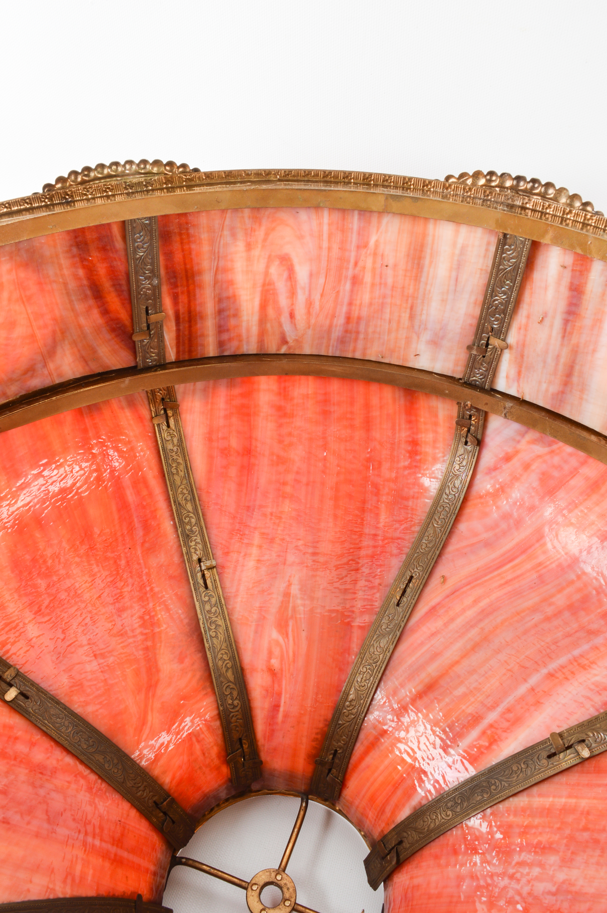 Antique Floor Lamp With Slag Glass Shade