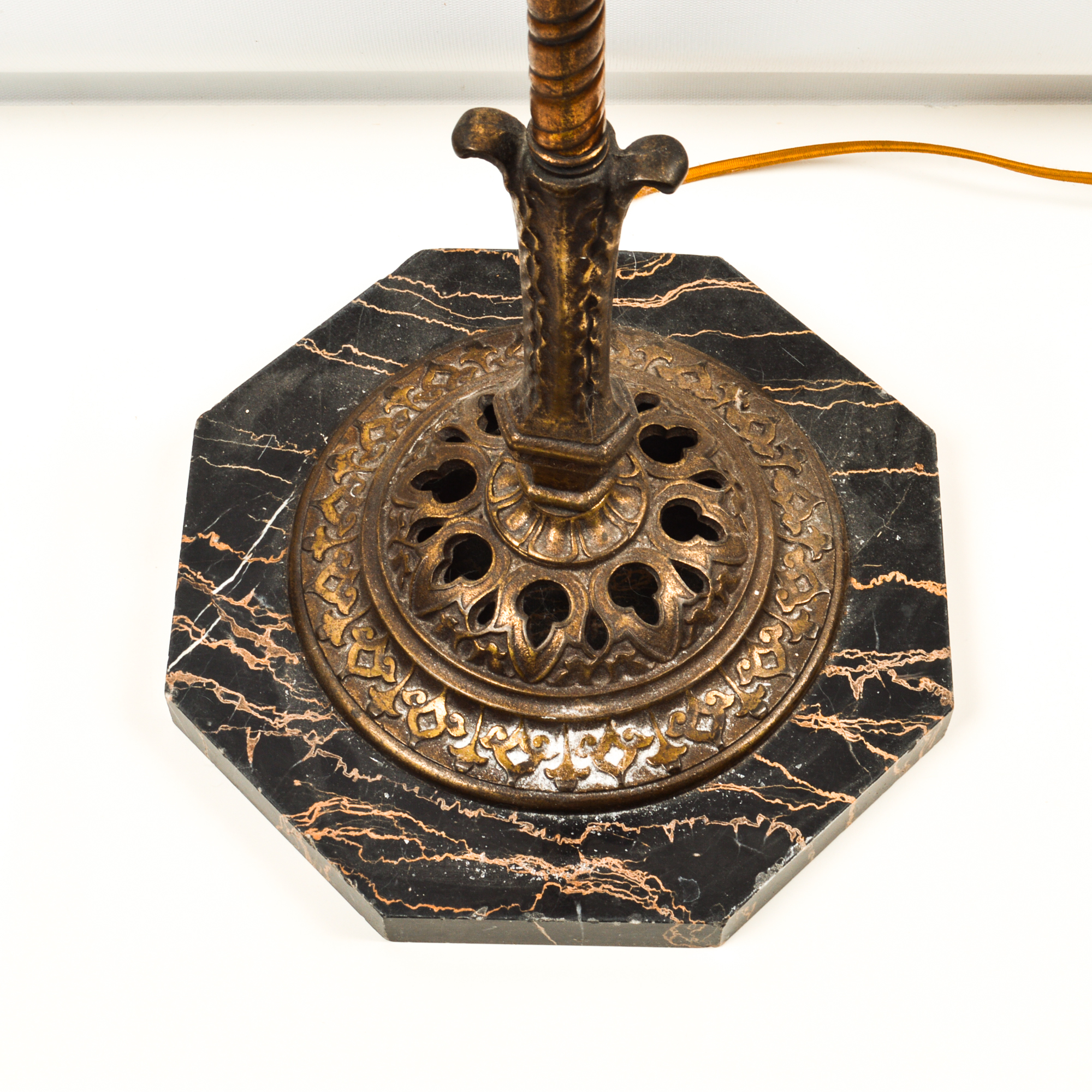 Antique Floor Lamp With Slag Glass Shade