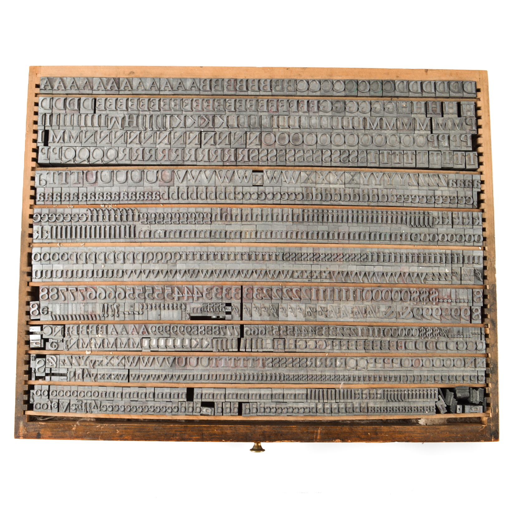 Antique Printer's Drawer With Complete Typeset