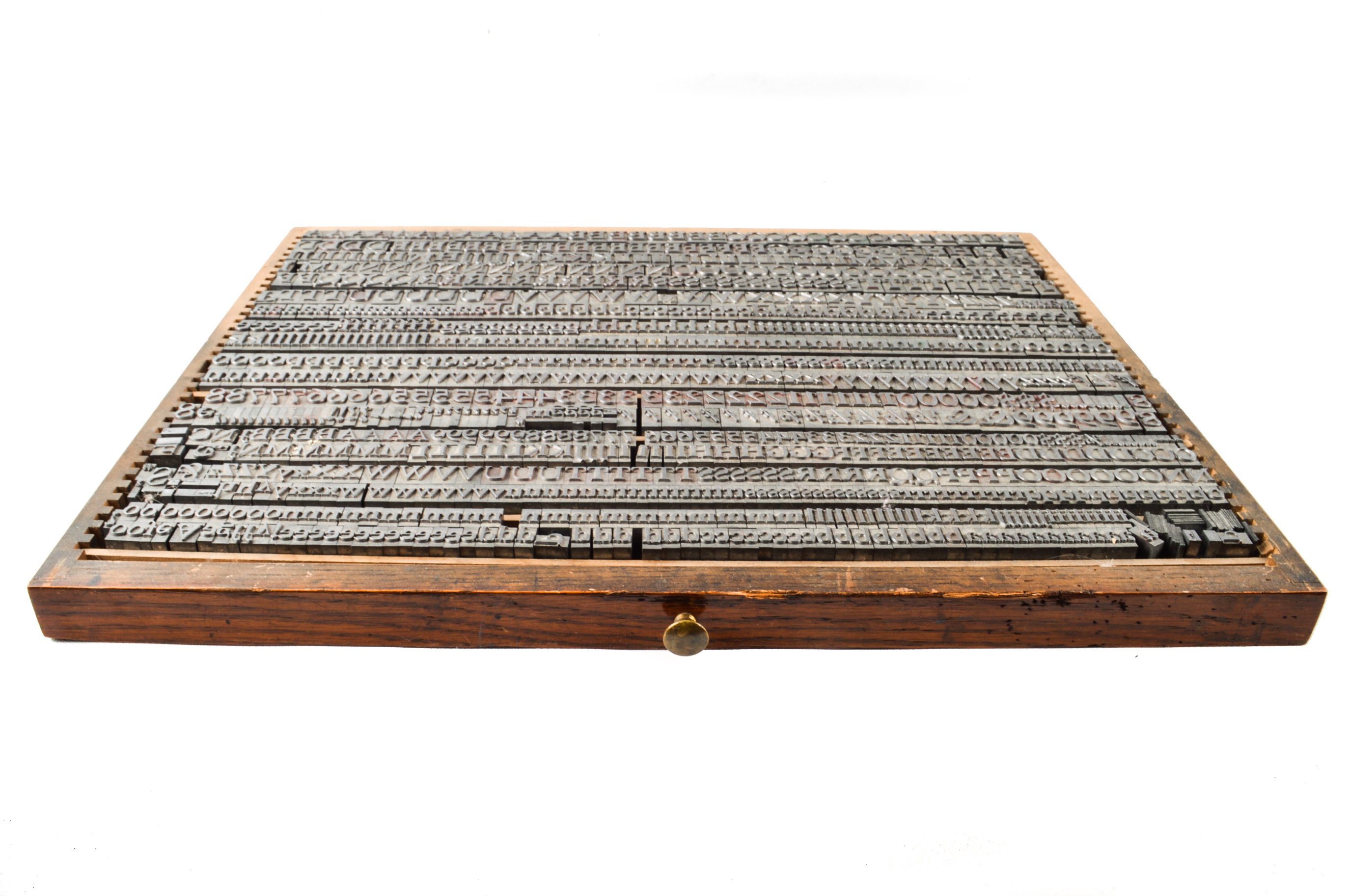 Antique Printer's Drawer With Complete Typeset