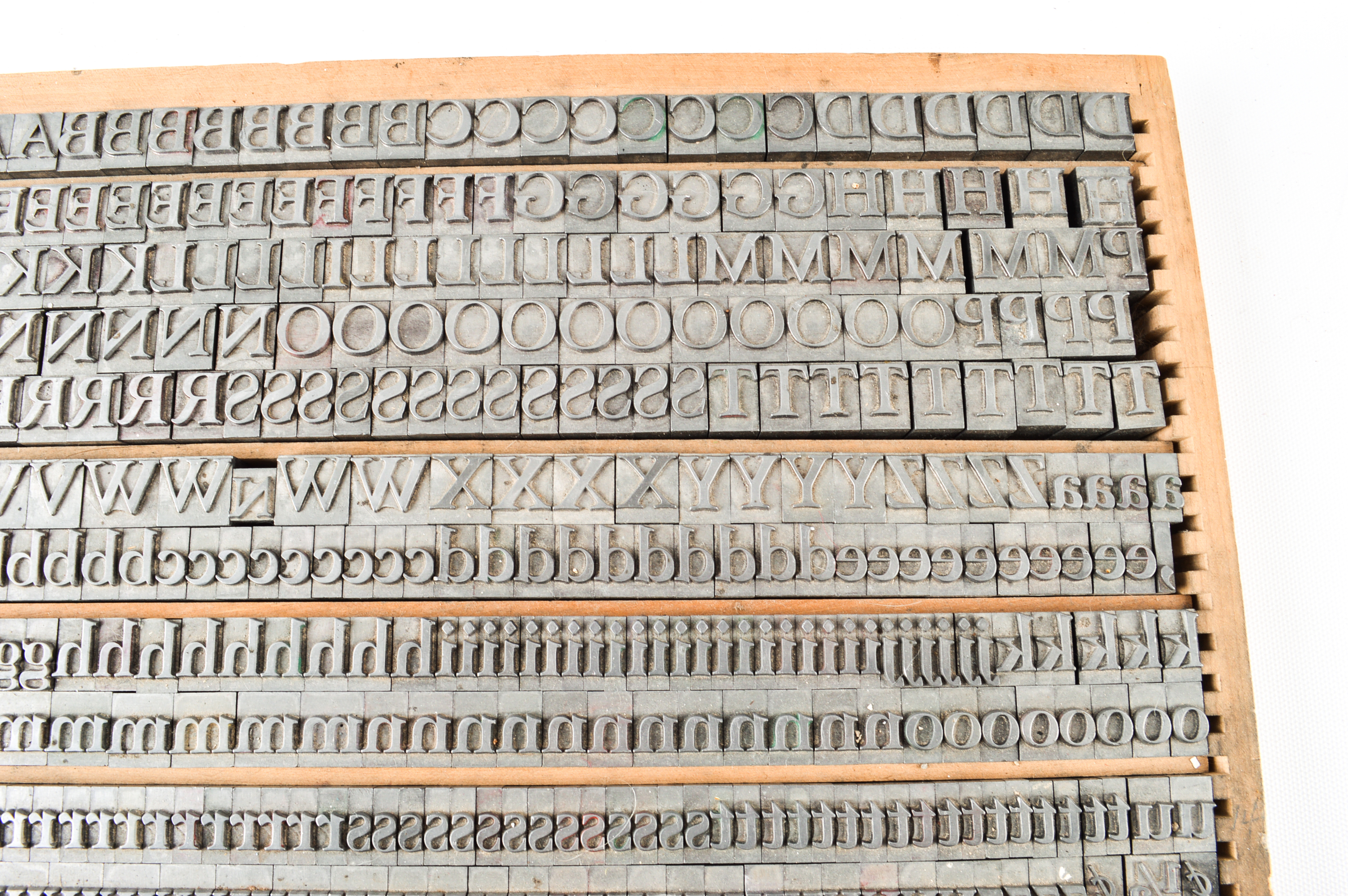 Antique Printer's Drawer With Complete Typeset