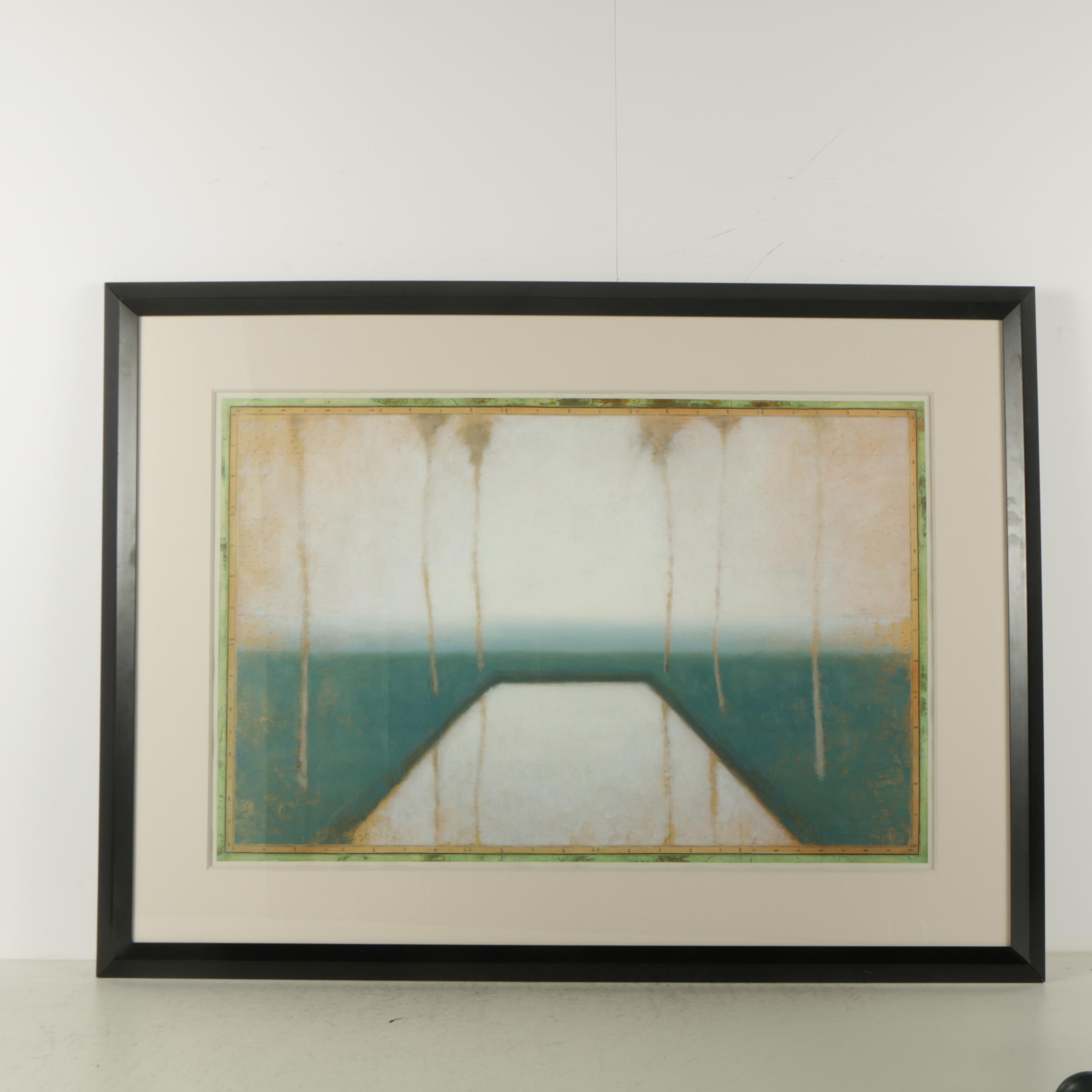 Ron Richmond Oil Painting on Map "Navigation No. 15"